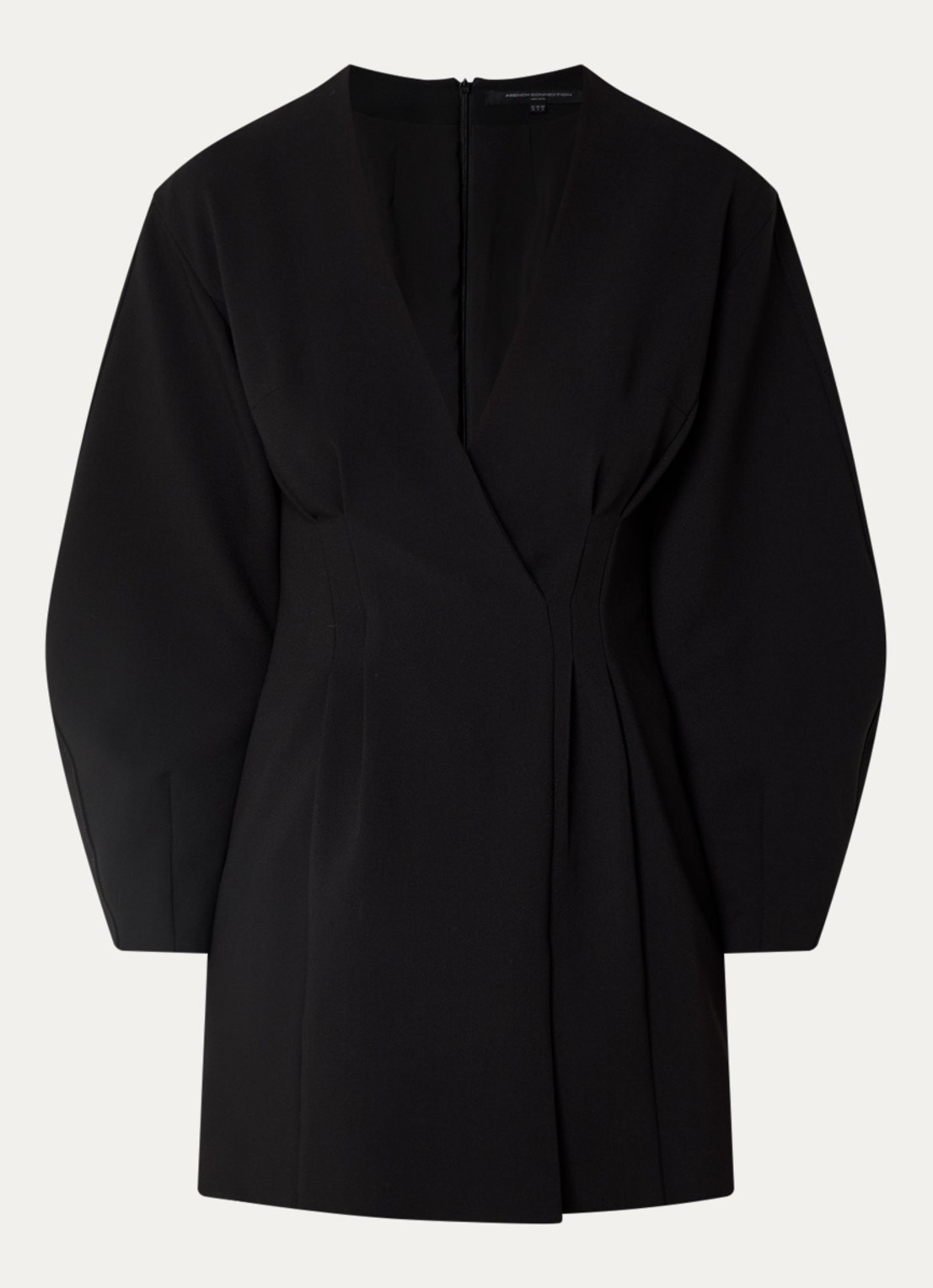 French Connection Azra mini jurk met V-hals - voorkant zwart