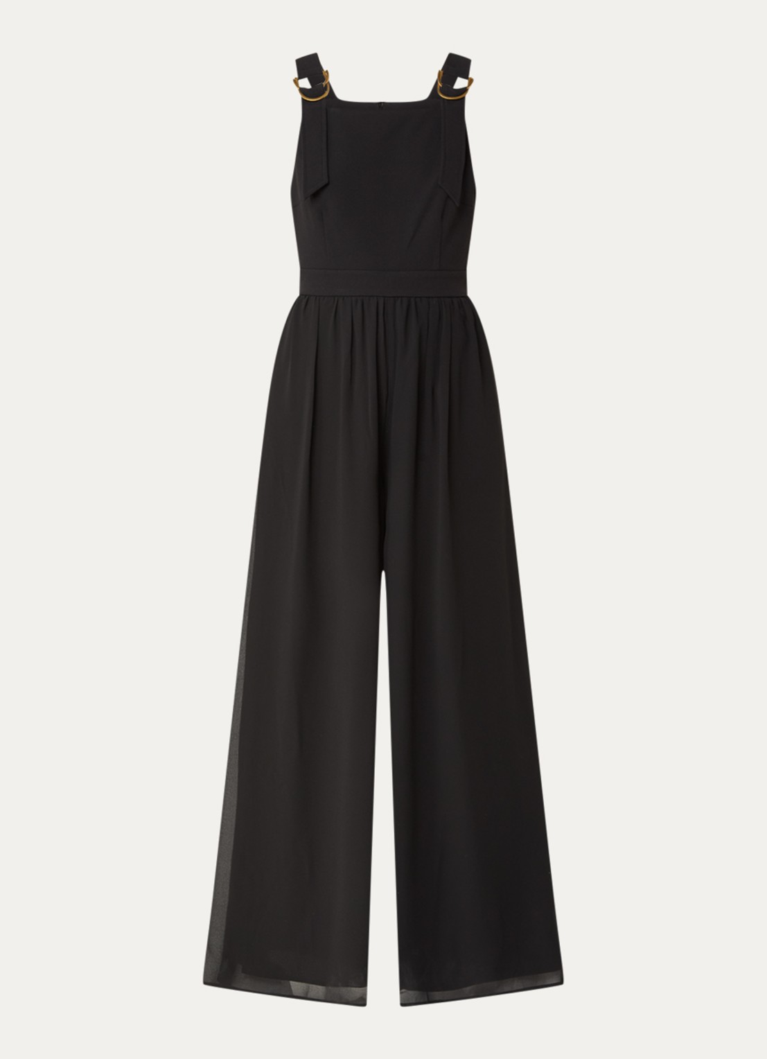 French Connection Azra wide fit jumpsuit met steekzakken - voorkant 3 zwart