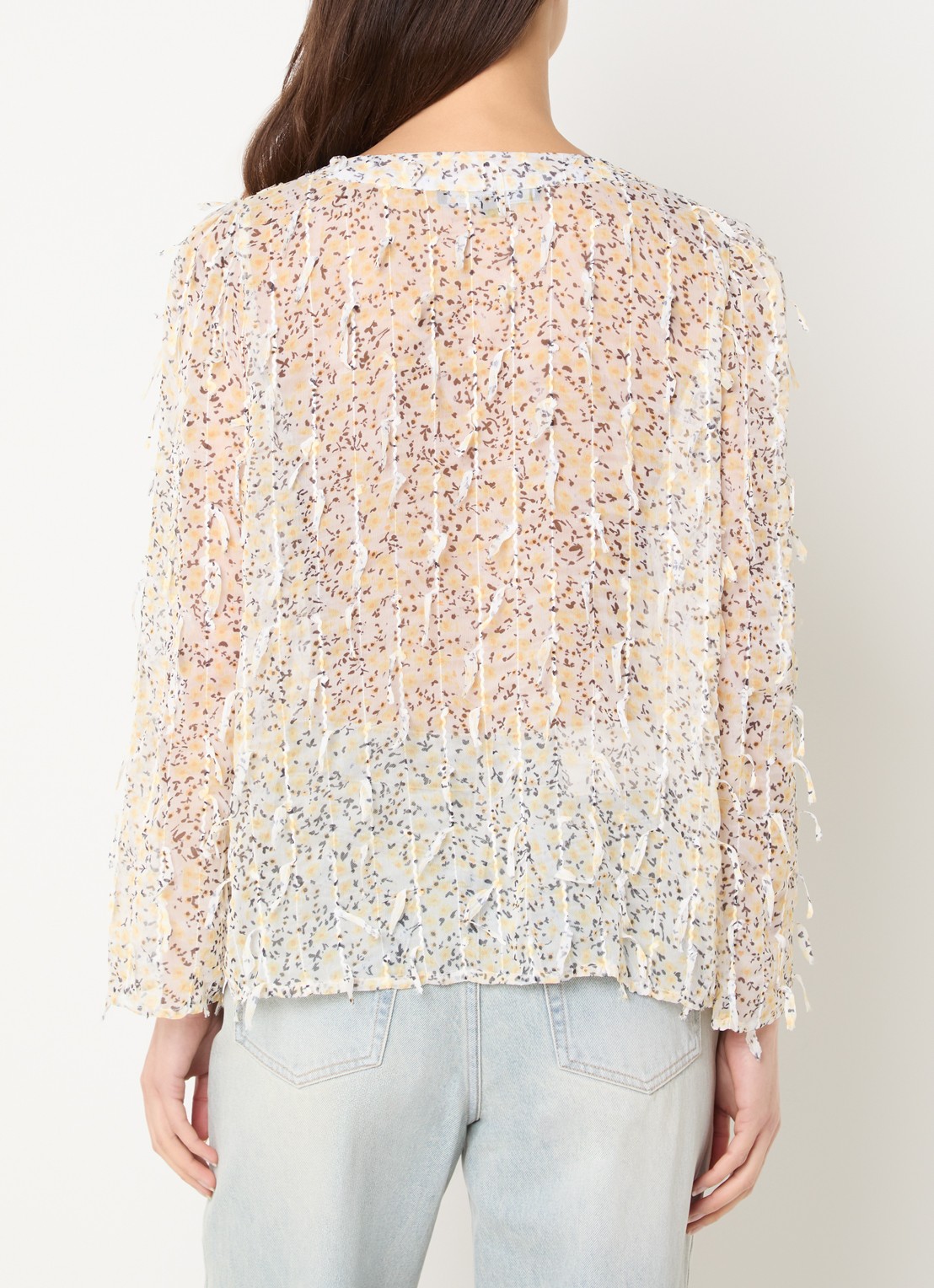 French Connection Bonny semi-transparante blouse met bloemenprint - achterkant 4 geel