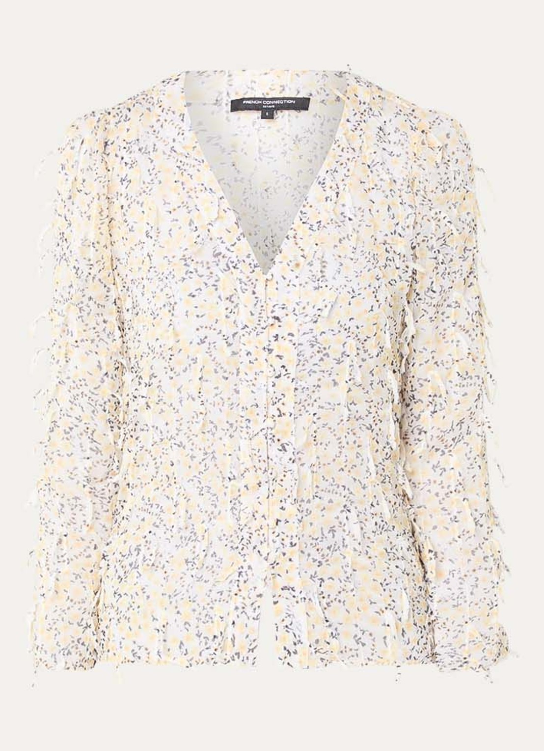 French Connection Bonny semi-transparante blouse met bloemenprint - voorkant geel