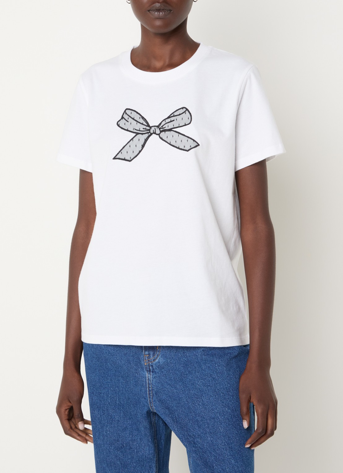French Connection Bow T-shirt met print - detail wit
