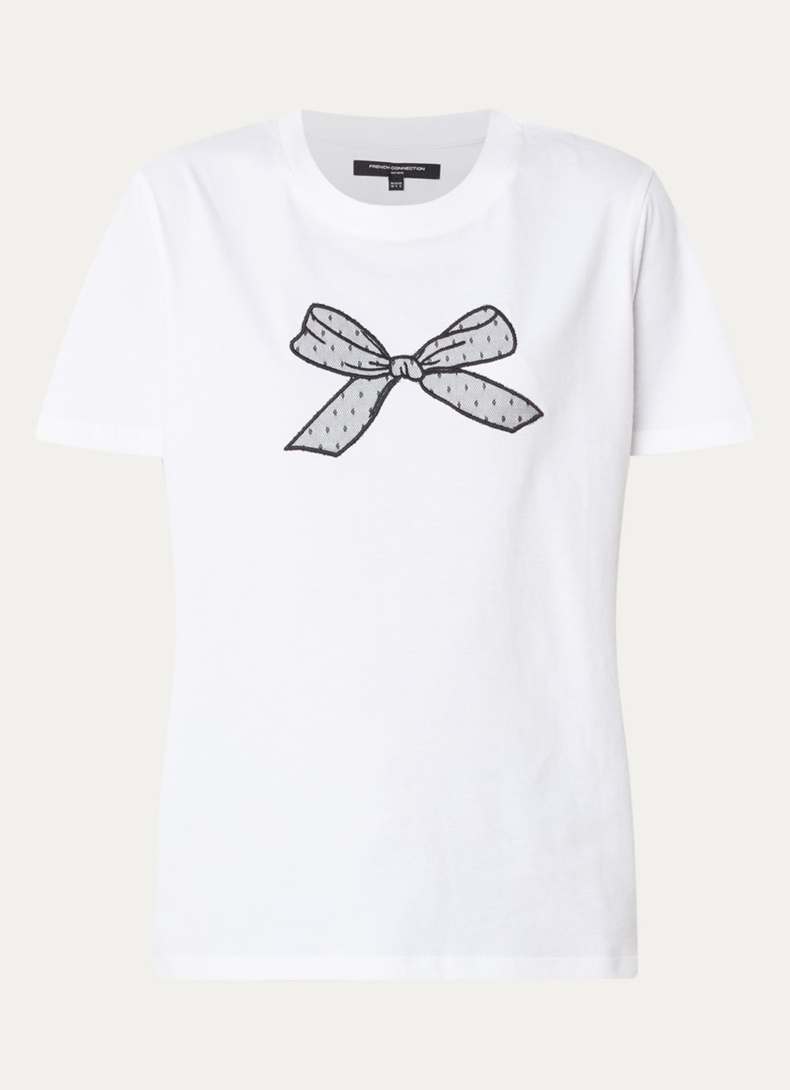 French Connection Bow T-shirt met print - voorkant 3 wit