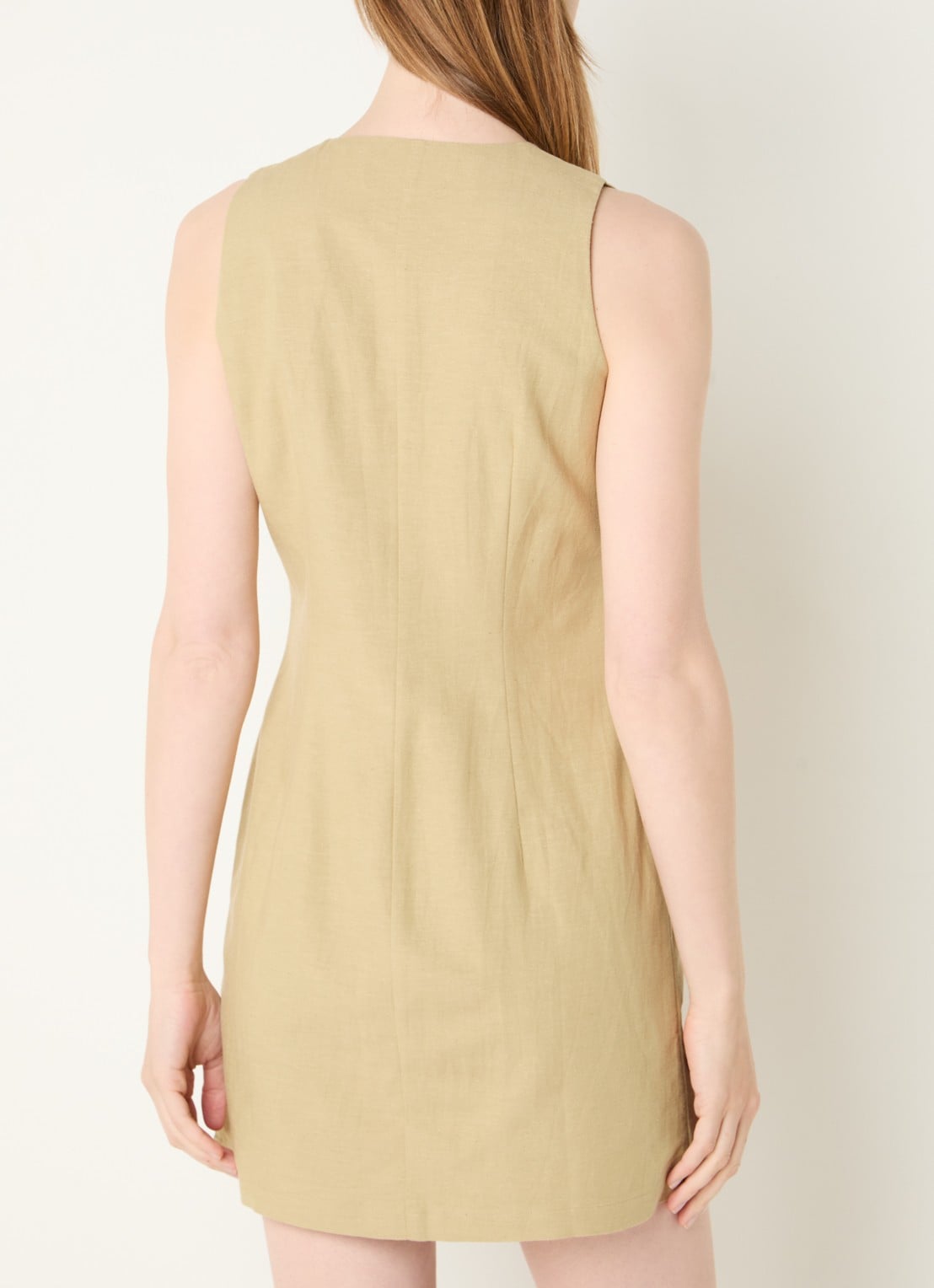 French Connection Calissa mini blousejurk in linnenblend - achterkant lichtgroen
