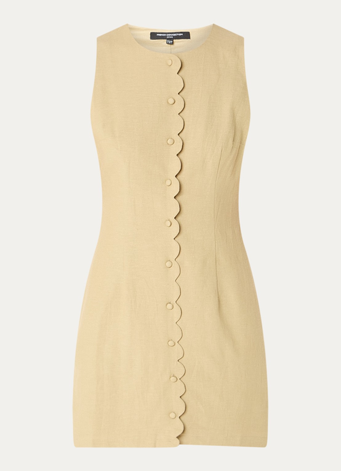 French Connection Calissa mini blousejurk in linnenblend - voorkant 3 lichtgroen