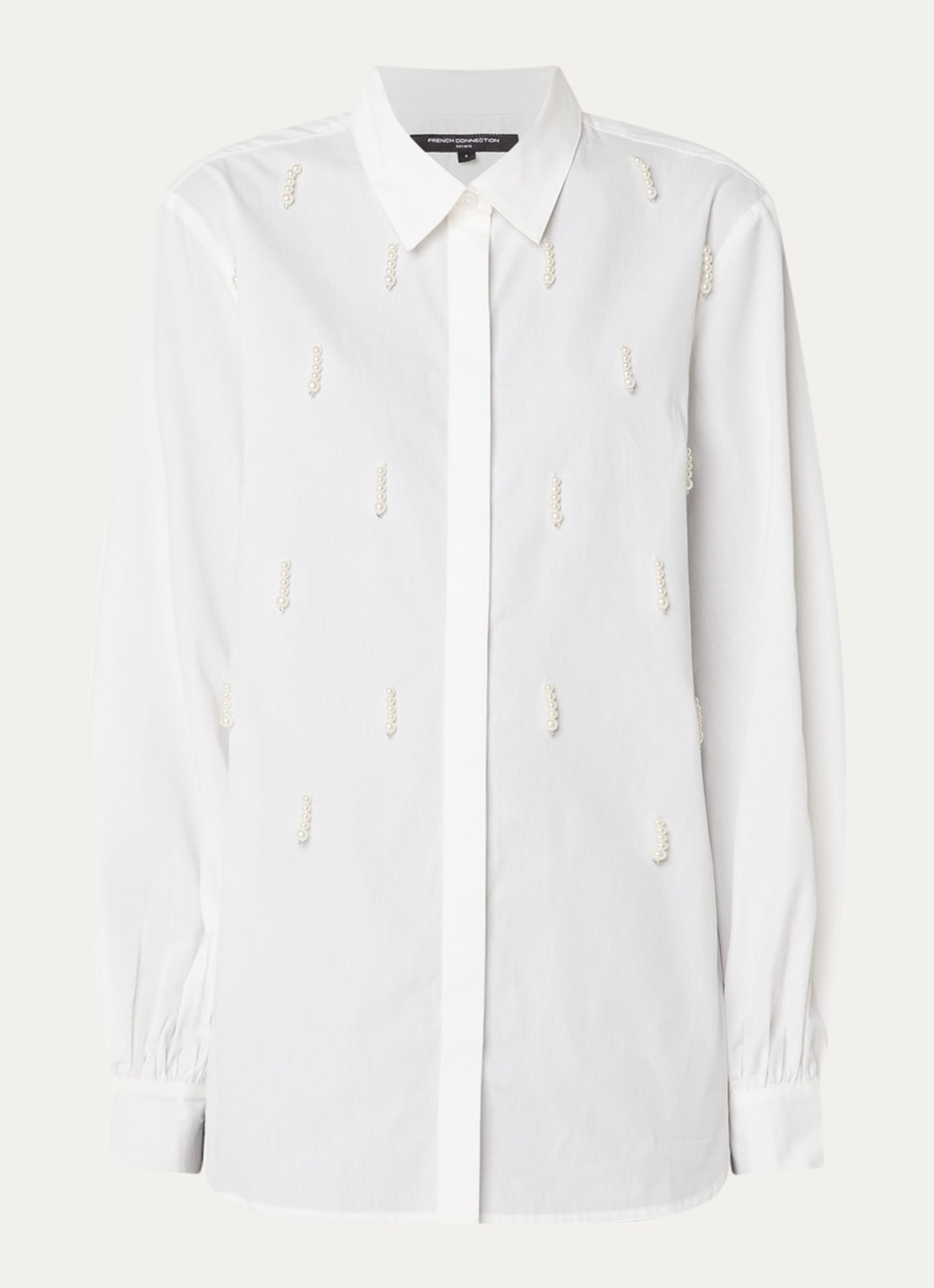 French Connection Cambria blouse met imitatieparels - voorkant 3 wit
