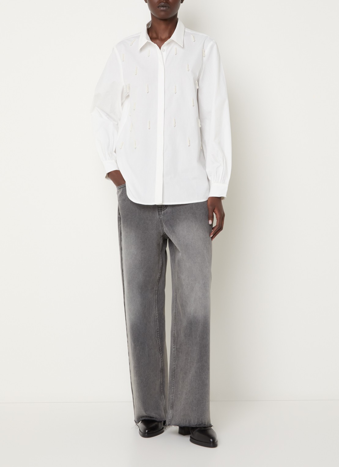 French Connection Cambria blouse met imitatieparels - voorkant 4 wit