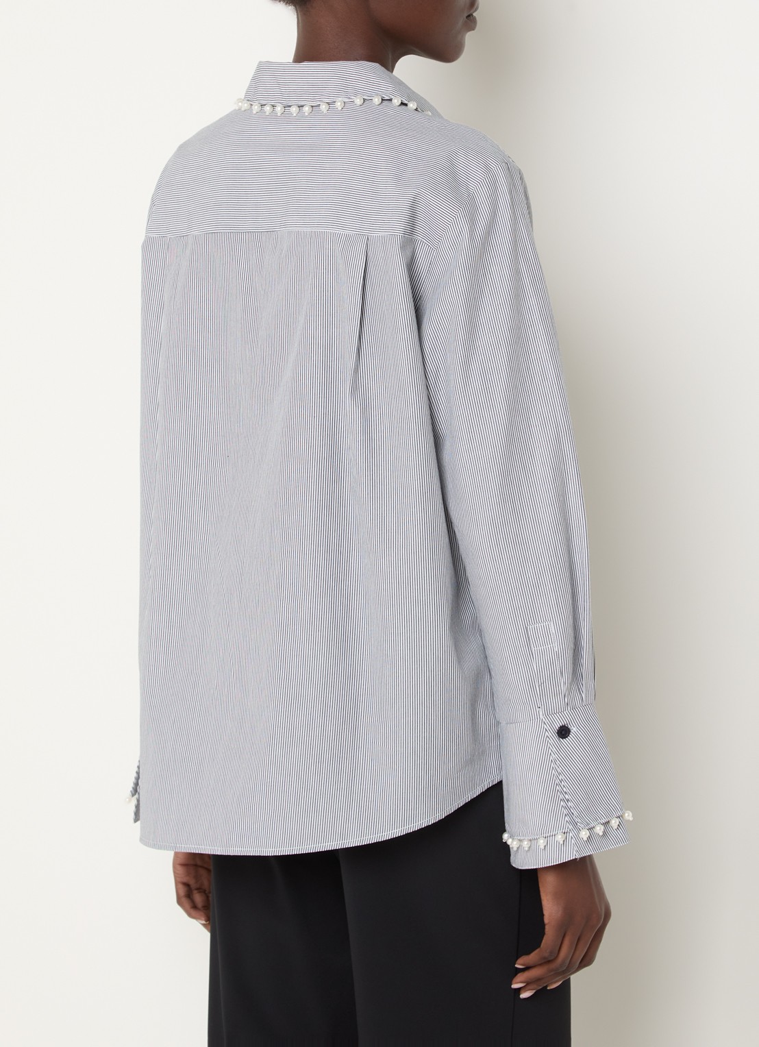 French Connection Cambria blouse met streepprint - achterkant donkerblauw