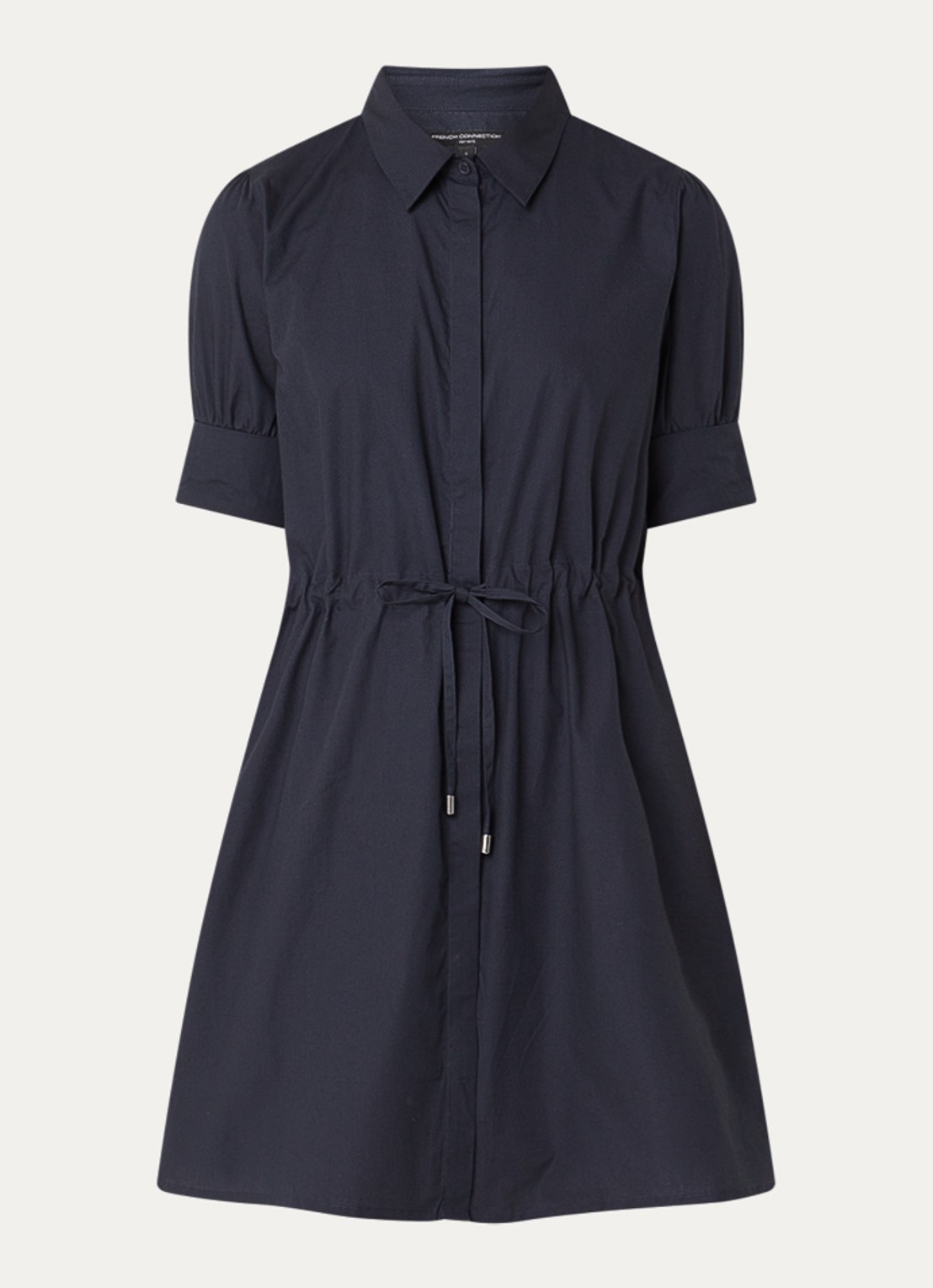 French Connection Cambria mini blousejurk met strikceintuur - voorkant 2 donkerblauw