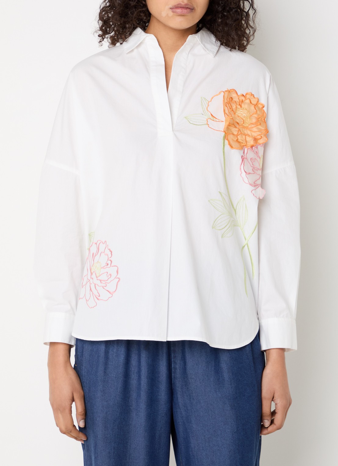 French Connection Cambria tuniek met borduring - detail 4 wit