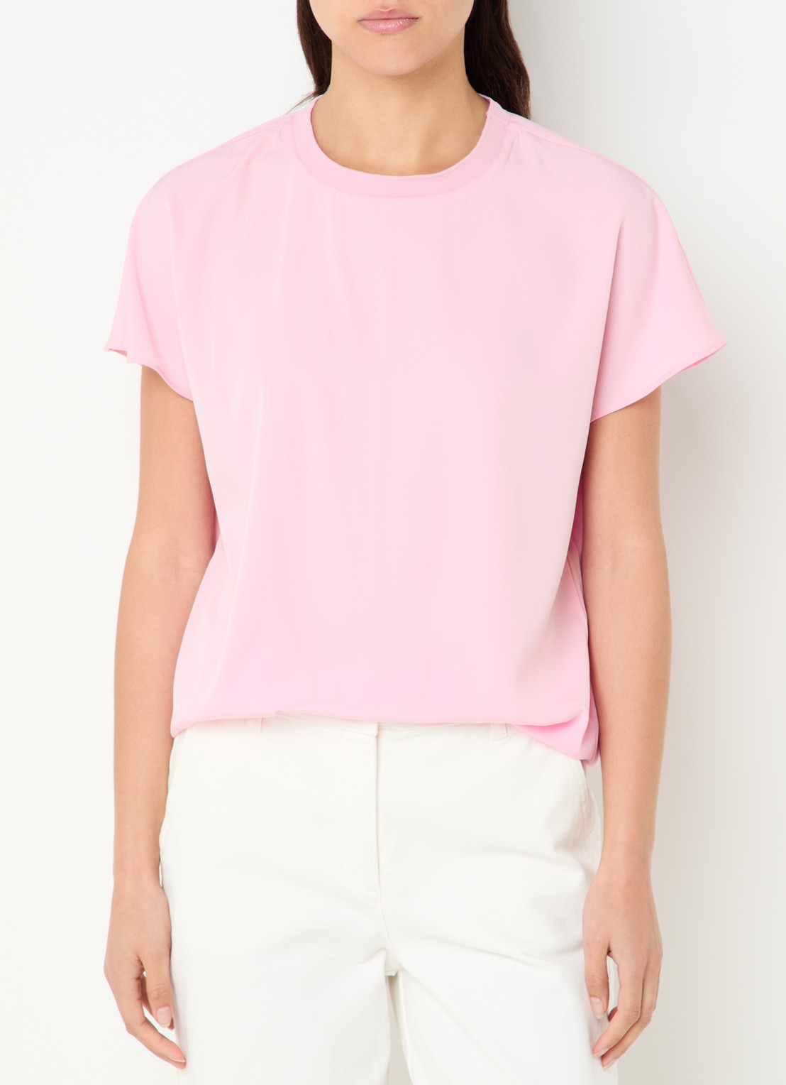 French Connection Capriana top met ronde hals - detail 4 roze