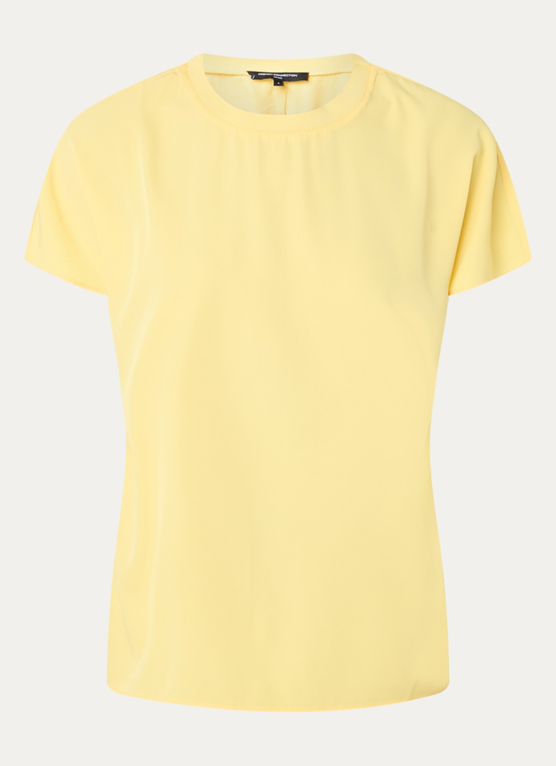 French Connection Capriana top met ronde hals - voorkant 2 lichtgeel