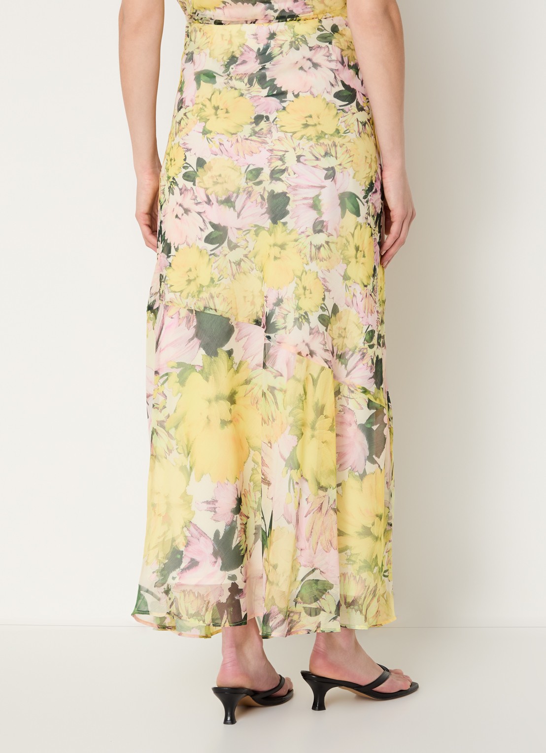 French Connection Carla Emina maxi rok met bloemenprint - achterkant 4 geel
