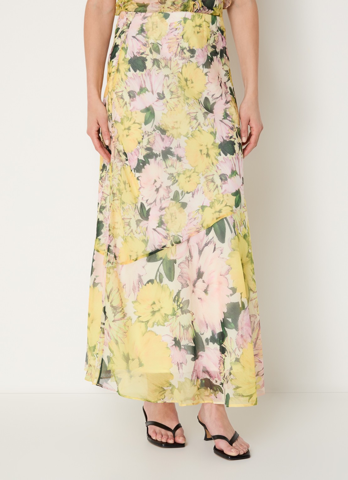 French Connection Carla Emina maxi rok met bloemenprint - detail 3 geel