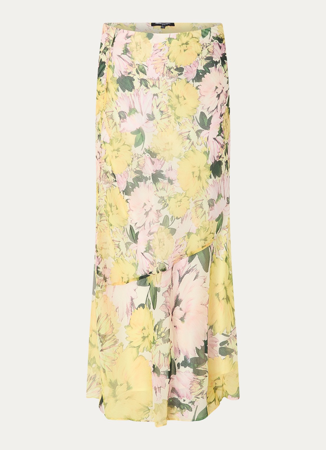 French Connection Carla Emina maxi rok met bloemenprint - voorkant geel