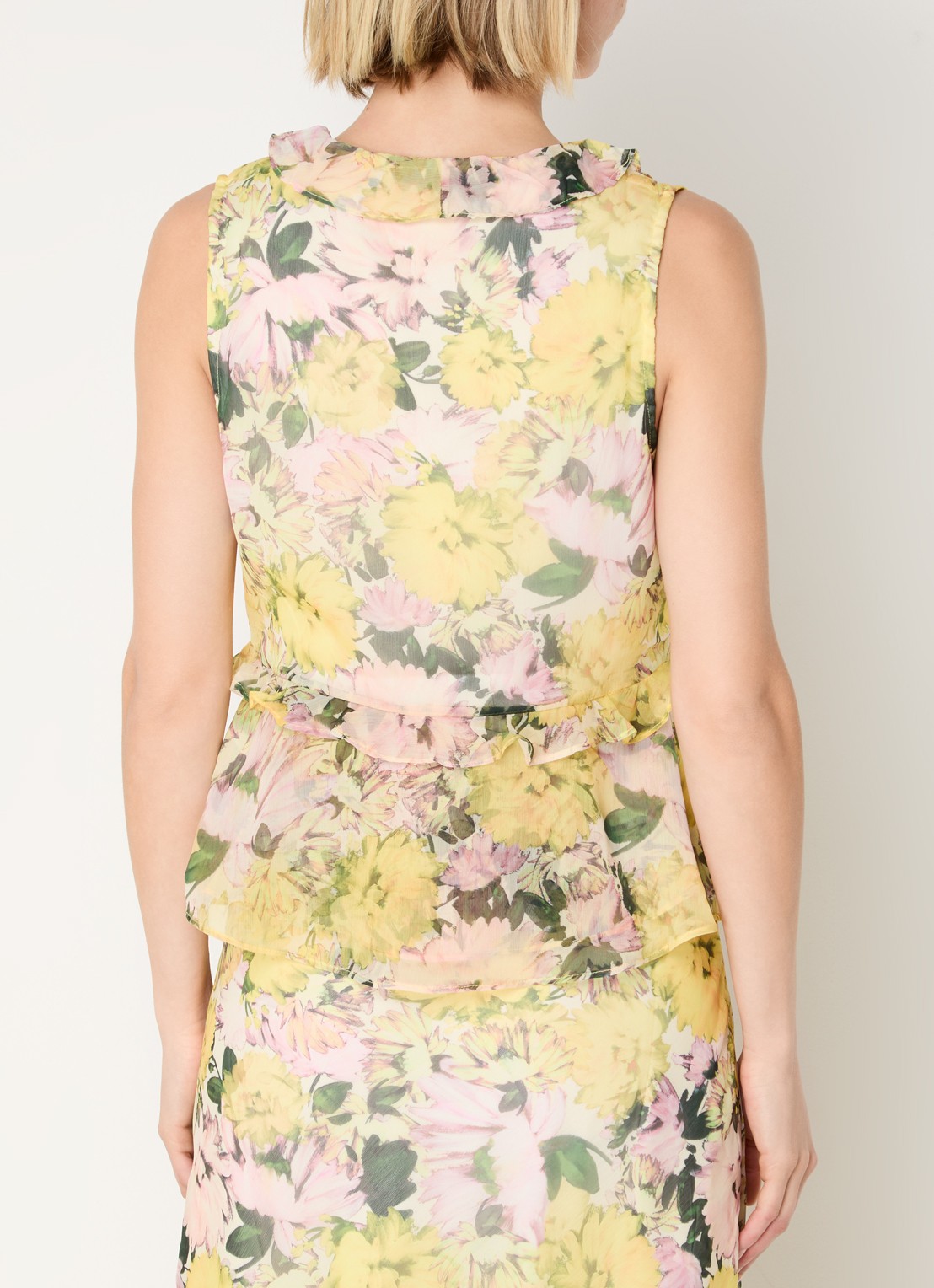 French Connection Carla Emina top met bloemenprint - achterkant 3 geel