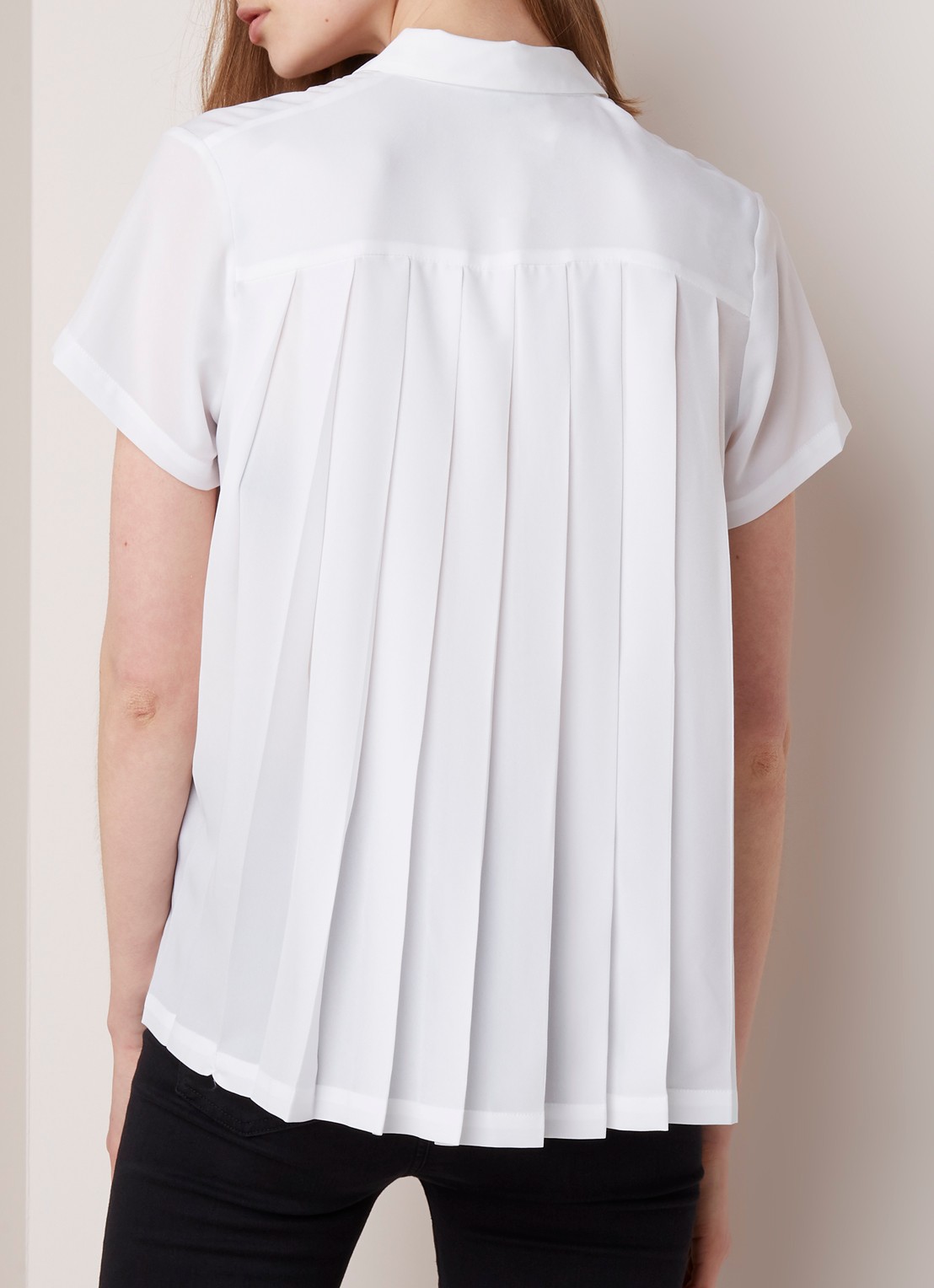 French Connection Classic blouse van crêpe met plissé - achterkant 4 wit
