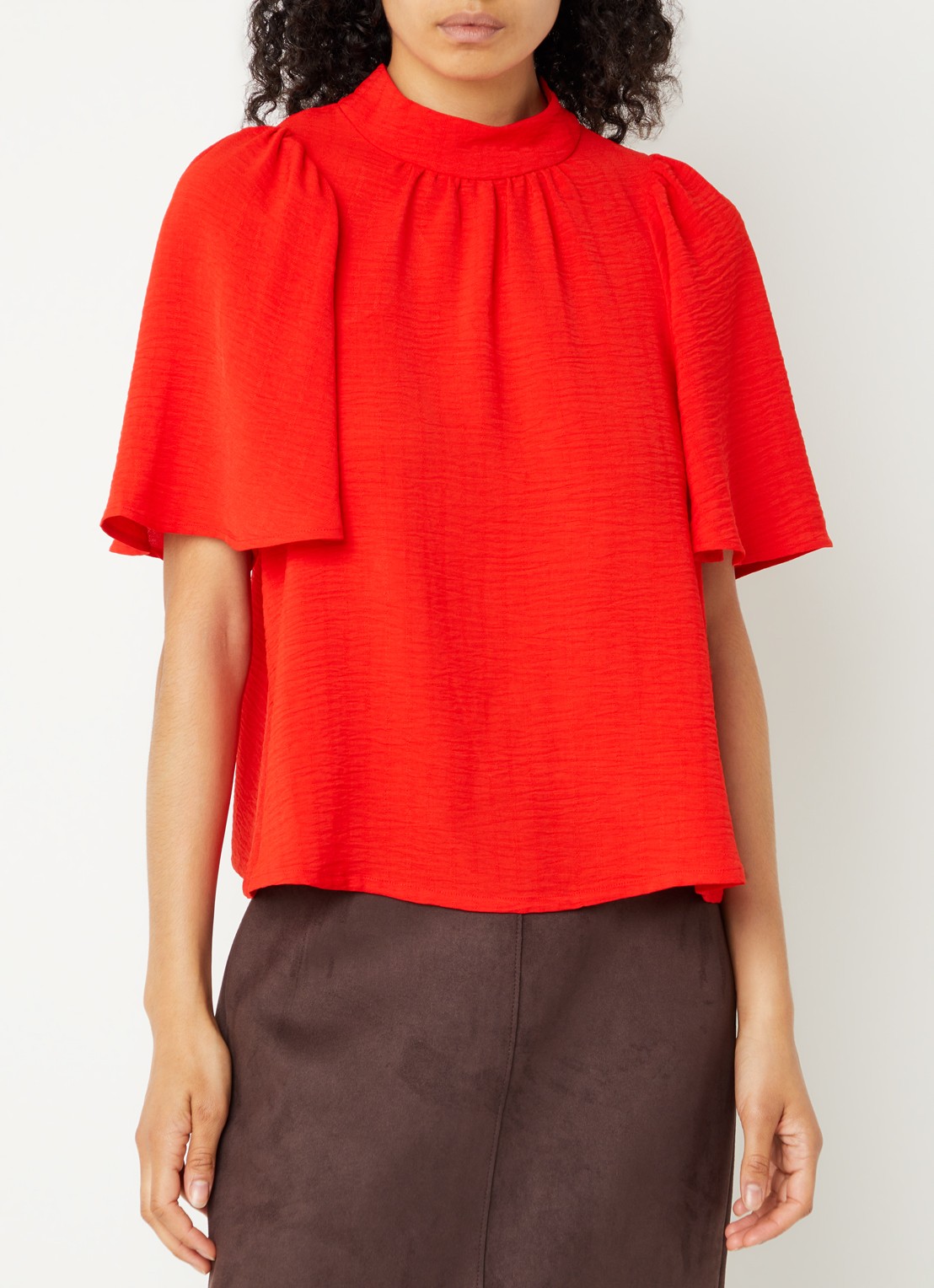 French Connection Codie top met pofmouw - detail rood