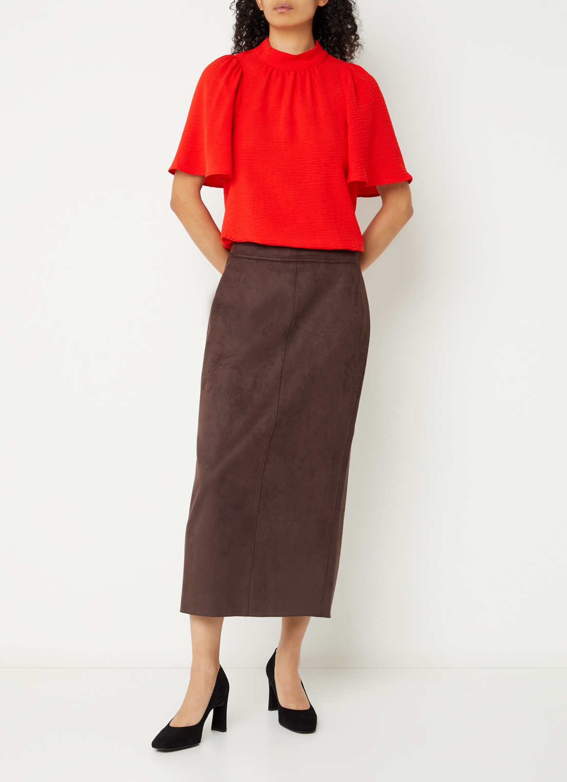 French Connection Codie top met pofmouw - voorkant 4 rood