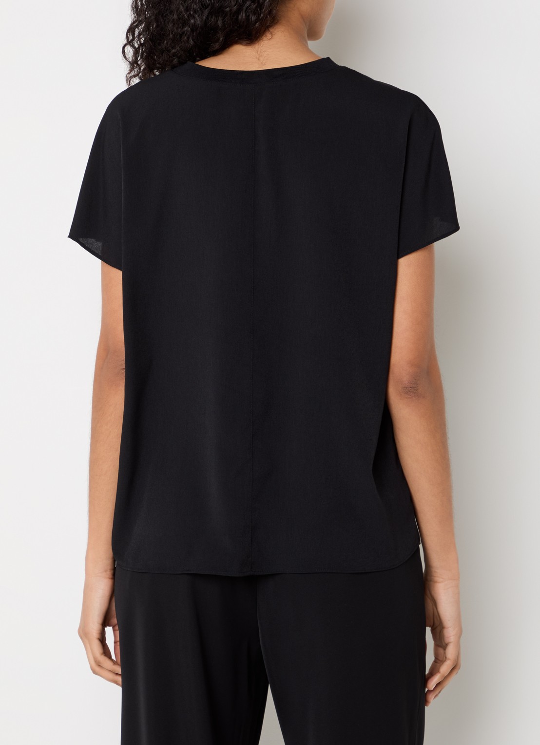French Connection Crepe T-shirt met ronde hals - achterkant 4 zwart