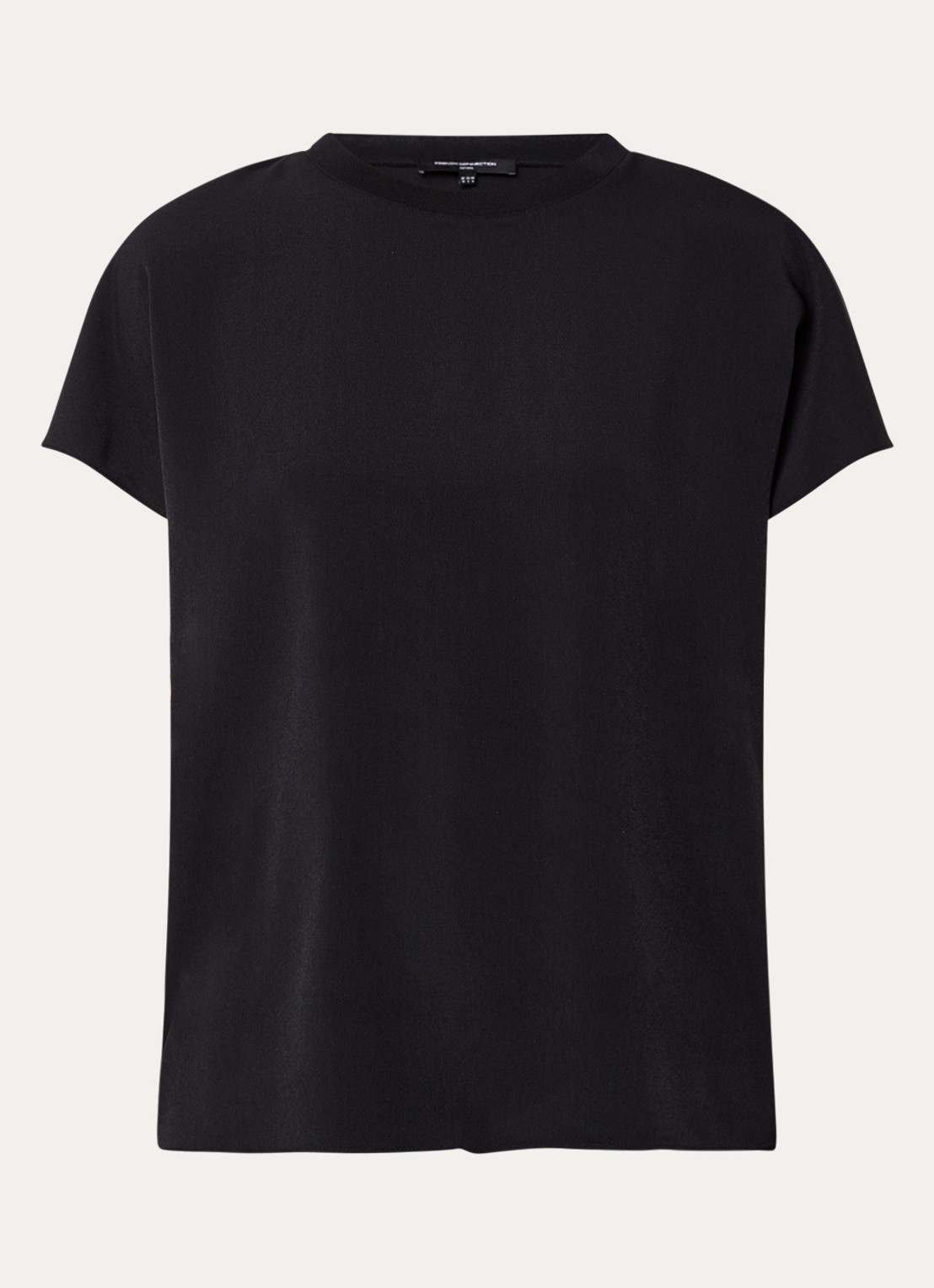 French Connection Crepe T-shirt met ronde hals - voorkant zwart