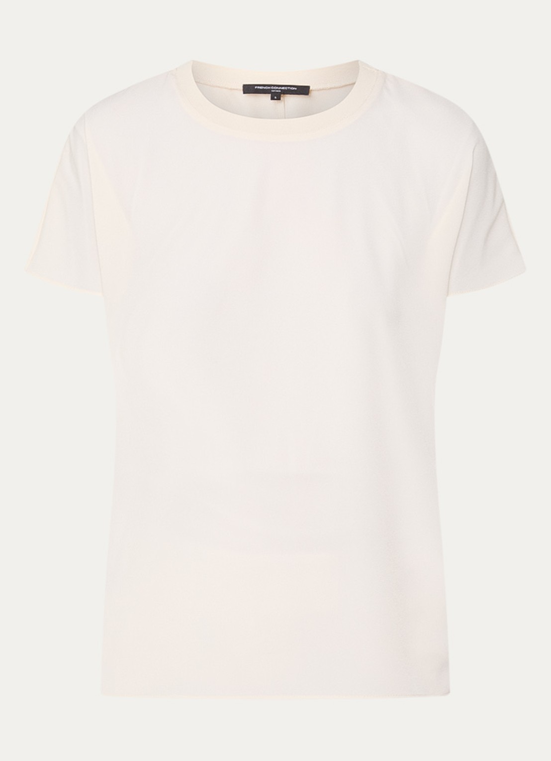 French Connection Crepe T-shirt met ronde hals - voorkant creme