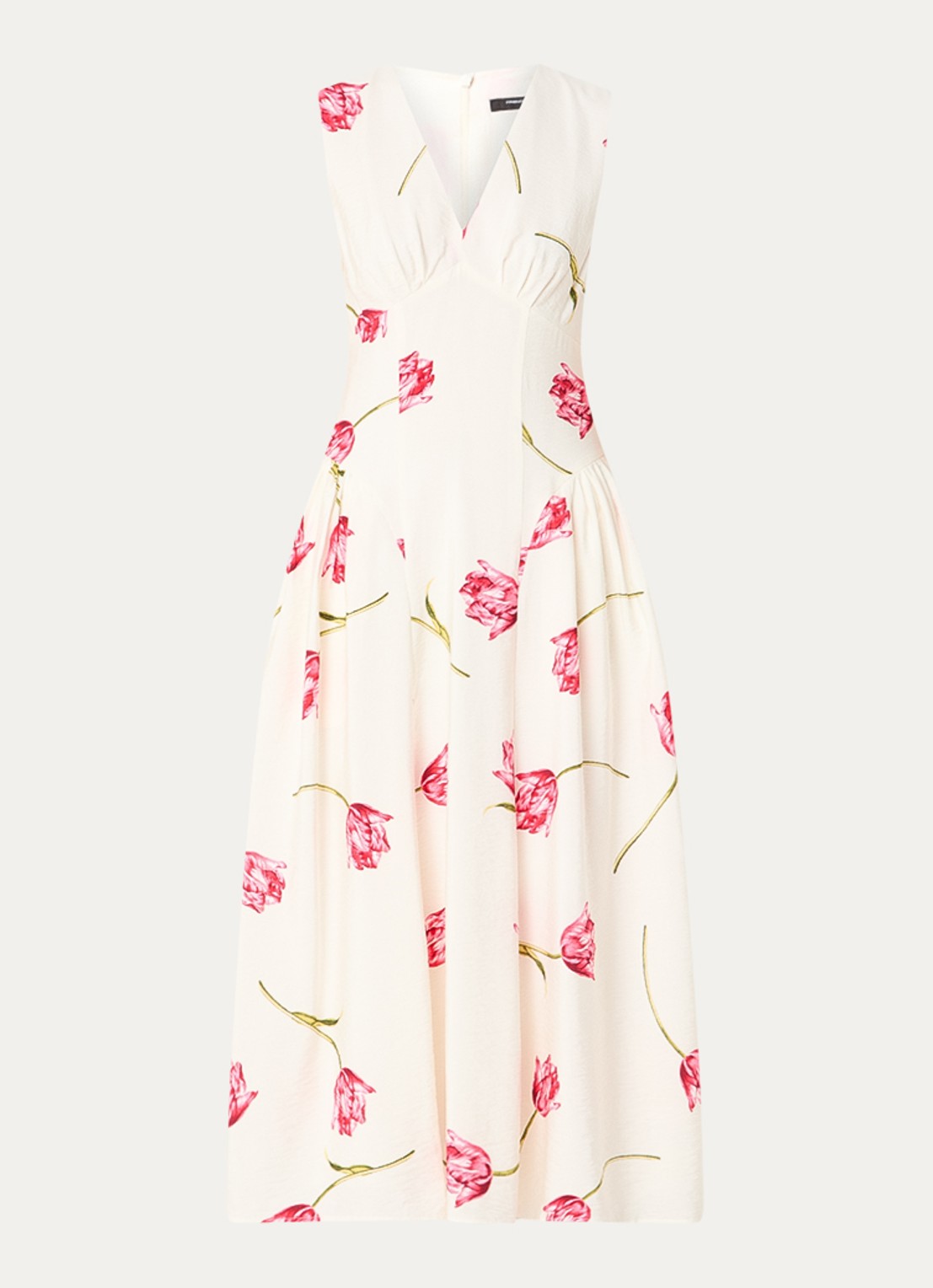 French Connection Cressida midi jurk met bloemenprint - voorkant creme