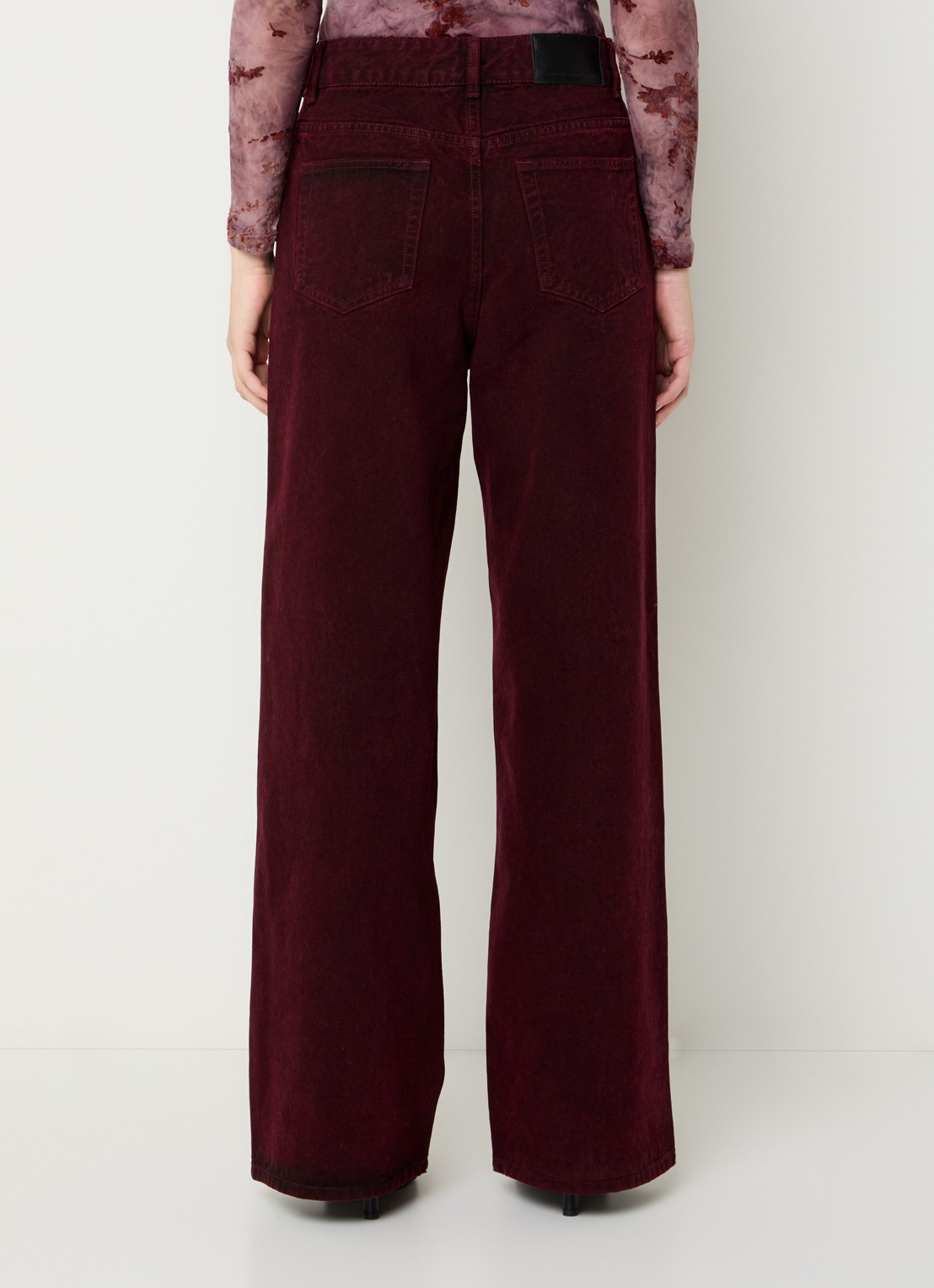 French Connection Dallas high waist straight leg jeans met gekleurde wassing - achterkant 5 bordeauxrood