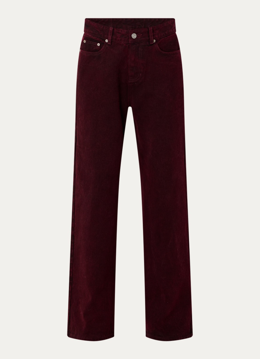 French Connection Dallas high waist straight leg jeans met gekleurde wassing - voorkant bordeauxrood