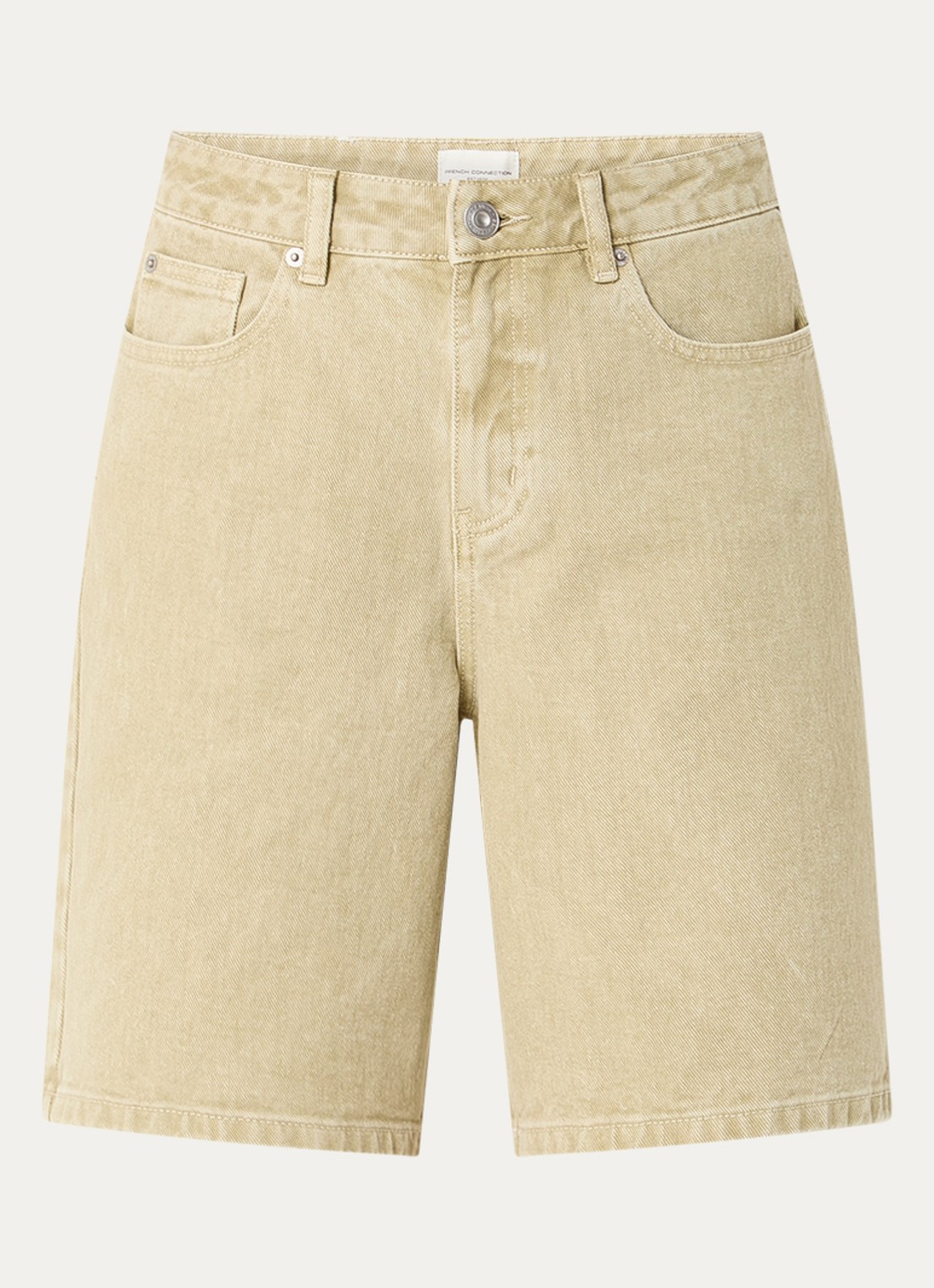 French Connection Dallas high waist straight leg korte broek met gekleurde wassing - voorkant lichtgroen