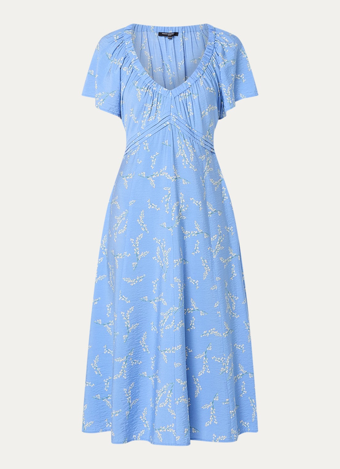 French Connection Daniella midi tuniekjurk met bloemenprint en V-hals - voorkant 2 blauw
