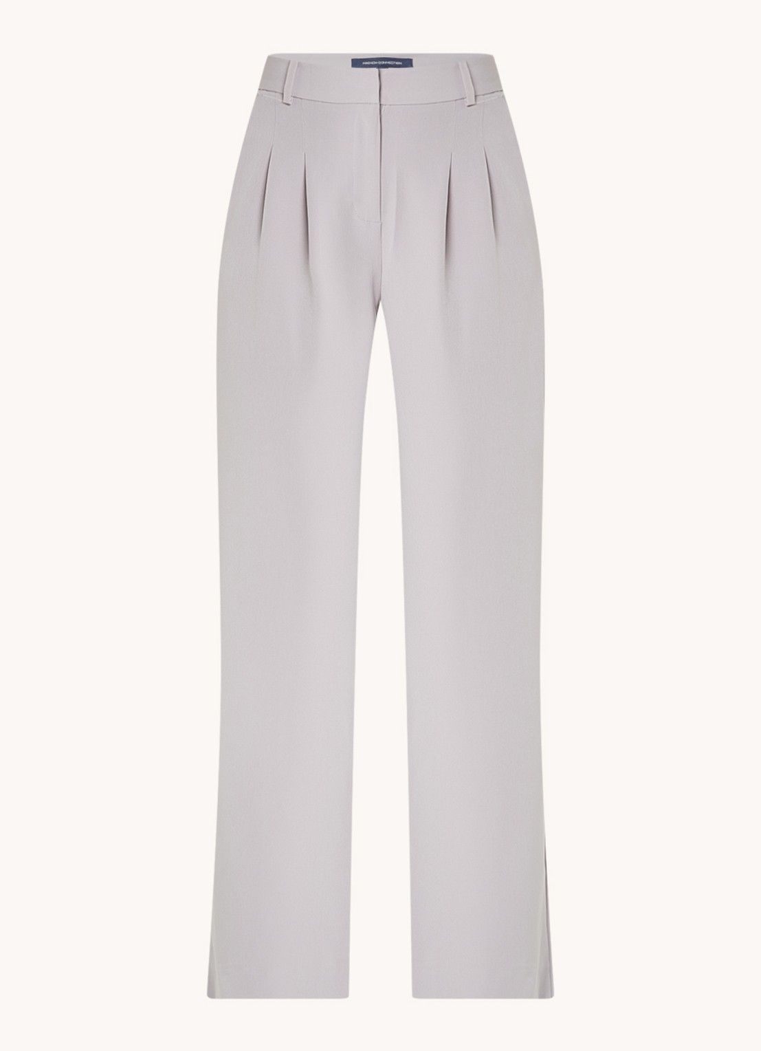 French Connection Echo high waist wide fit pantalon met steekzakken - voorkant 3 lichtgrijs