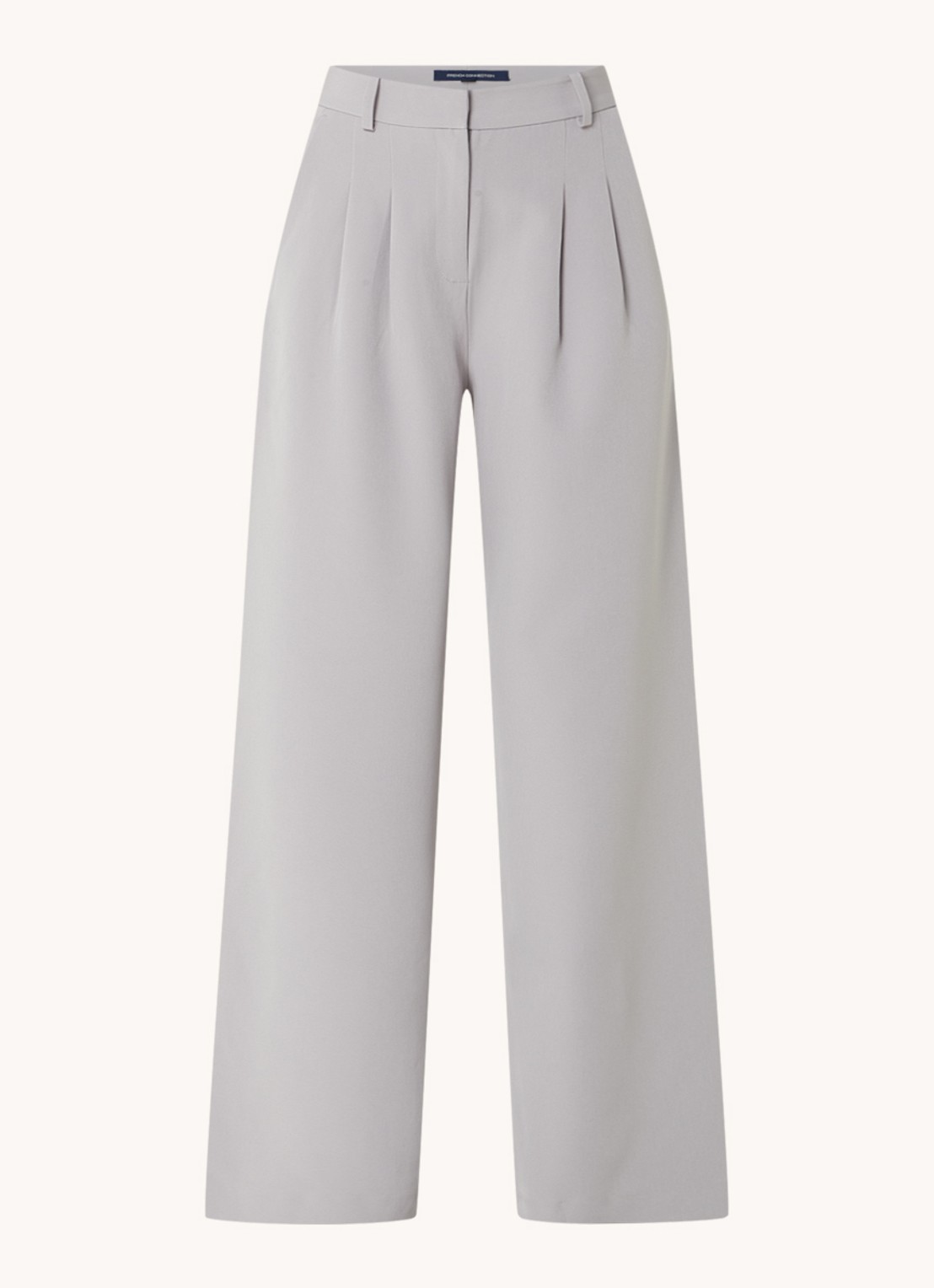 French Connection Echo high waist wide fit pantalon met steekzakken - voorkant 5 lichtgrijs