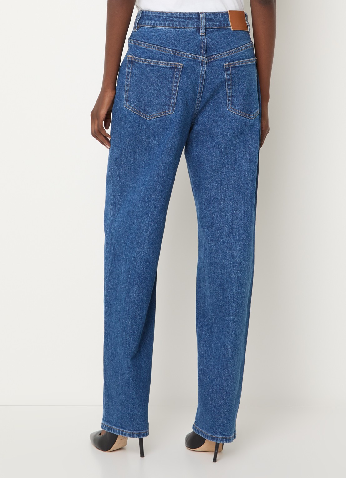 French Connection Elliot high waist straight leg jeans met medium wassing - achterkant 5 indigo