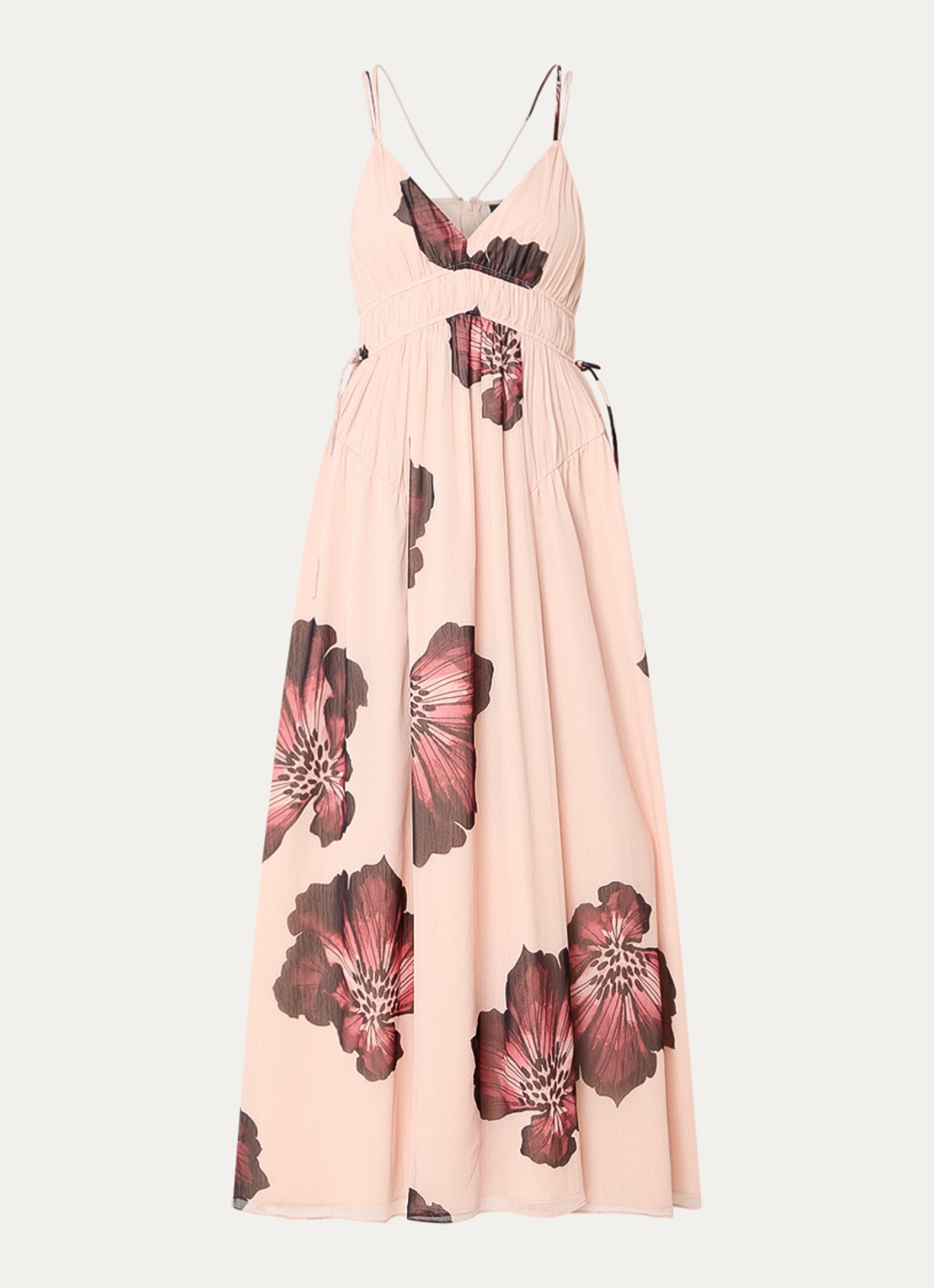French Connection Elyse maxi jurk met bloemenprint - voorkant lichtroze