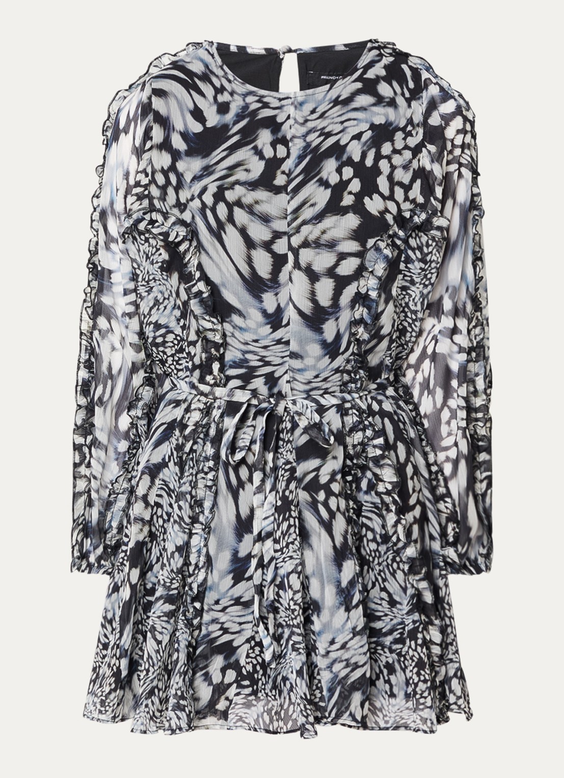 French Connection Emina mini tuniekjurk met print - voorkant grijs