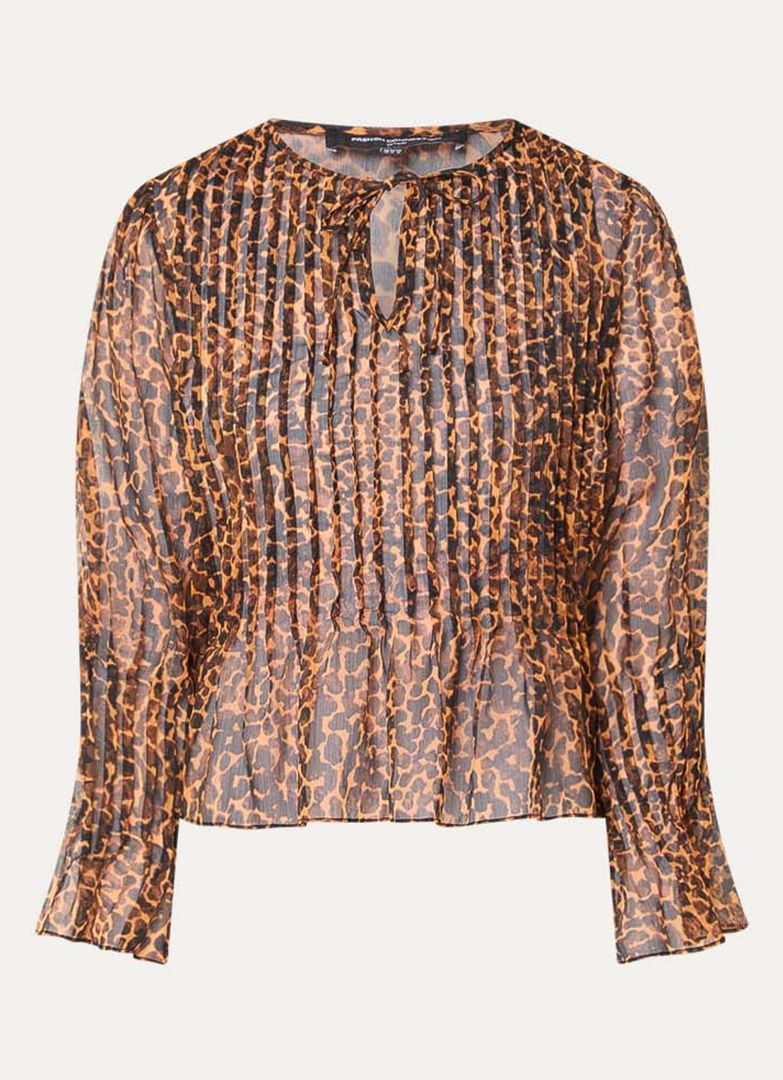 French Connection Emina semi-transparante tuniek van chiffon met panterprint - voorkant 2 orange