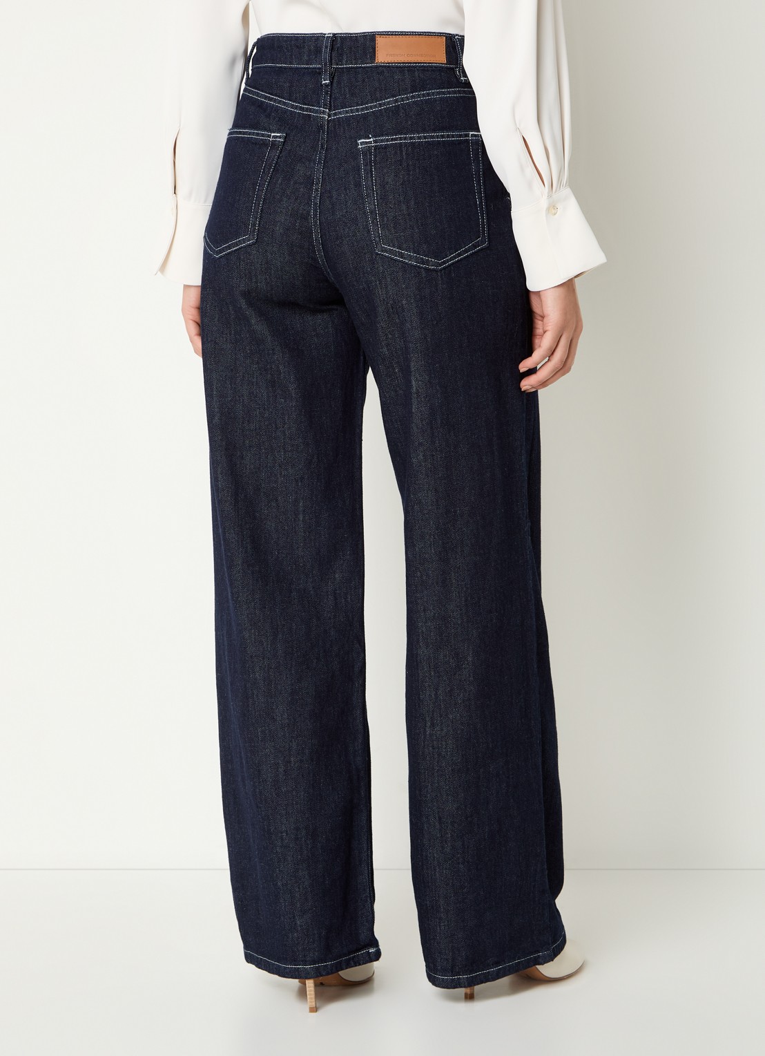French Connection Finley high waist wide leg jeans met steekzakken - achterkant 4 donkerblauw