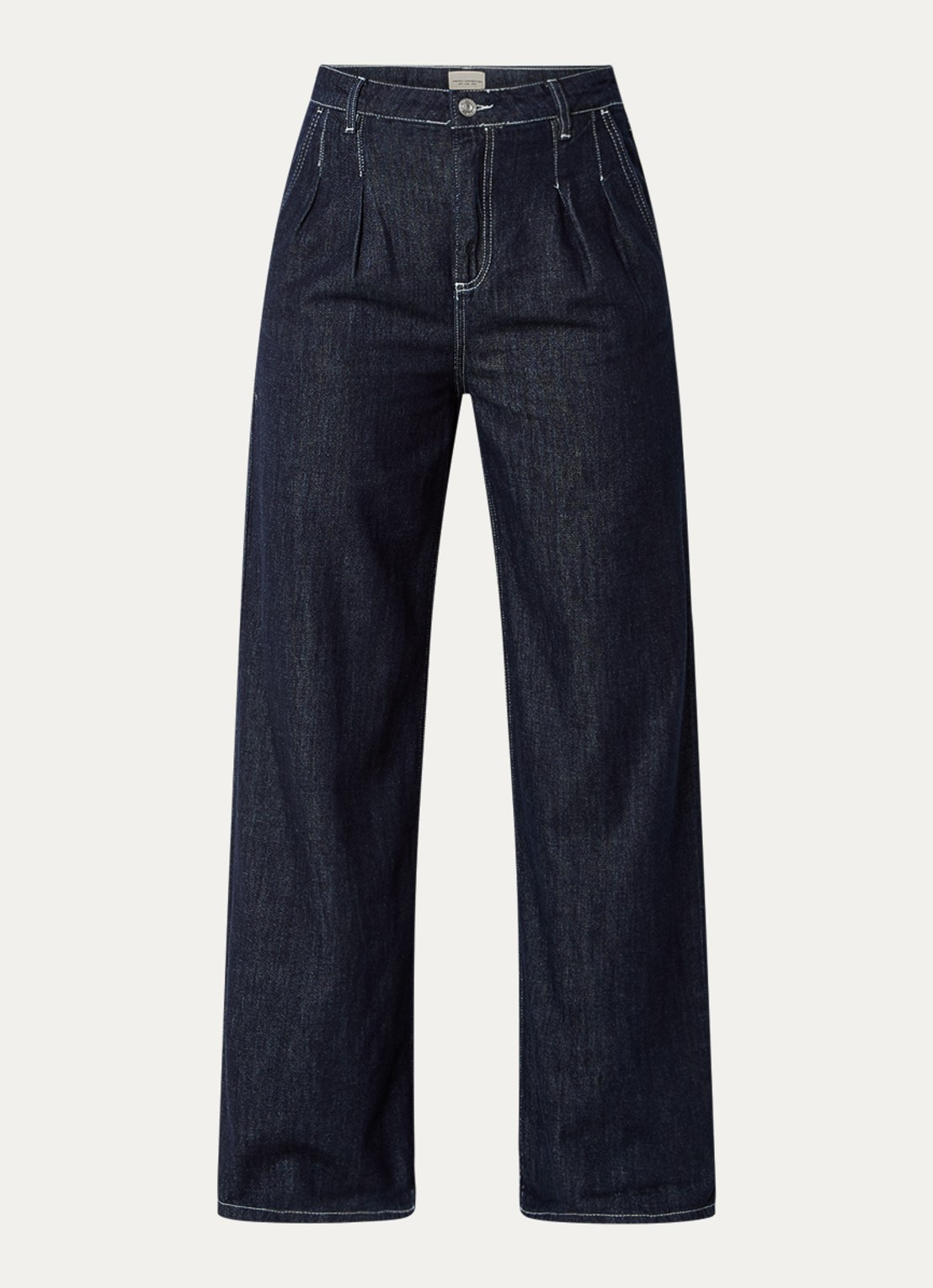 French Connection Finley high waist wide leg jeans met steekzakken - voorkant donkerblauw