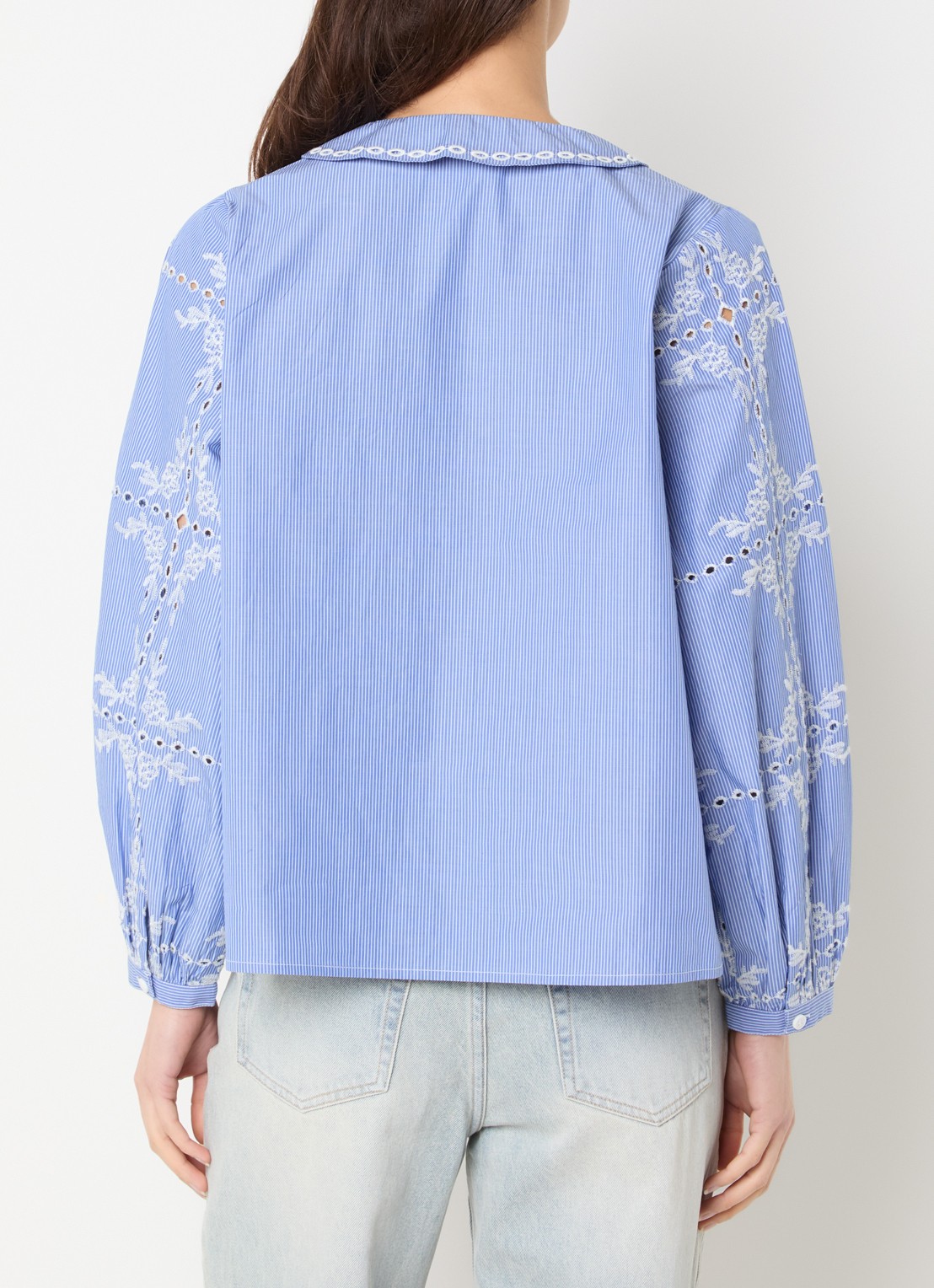 French Connection Grayson tuniek met broderie - achterkant blauw