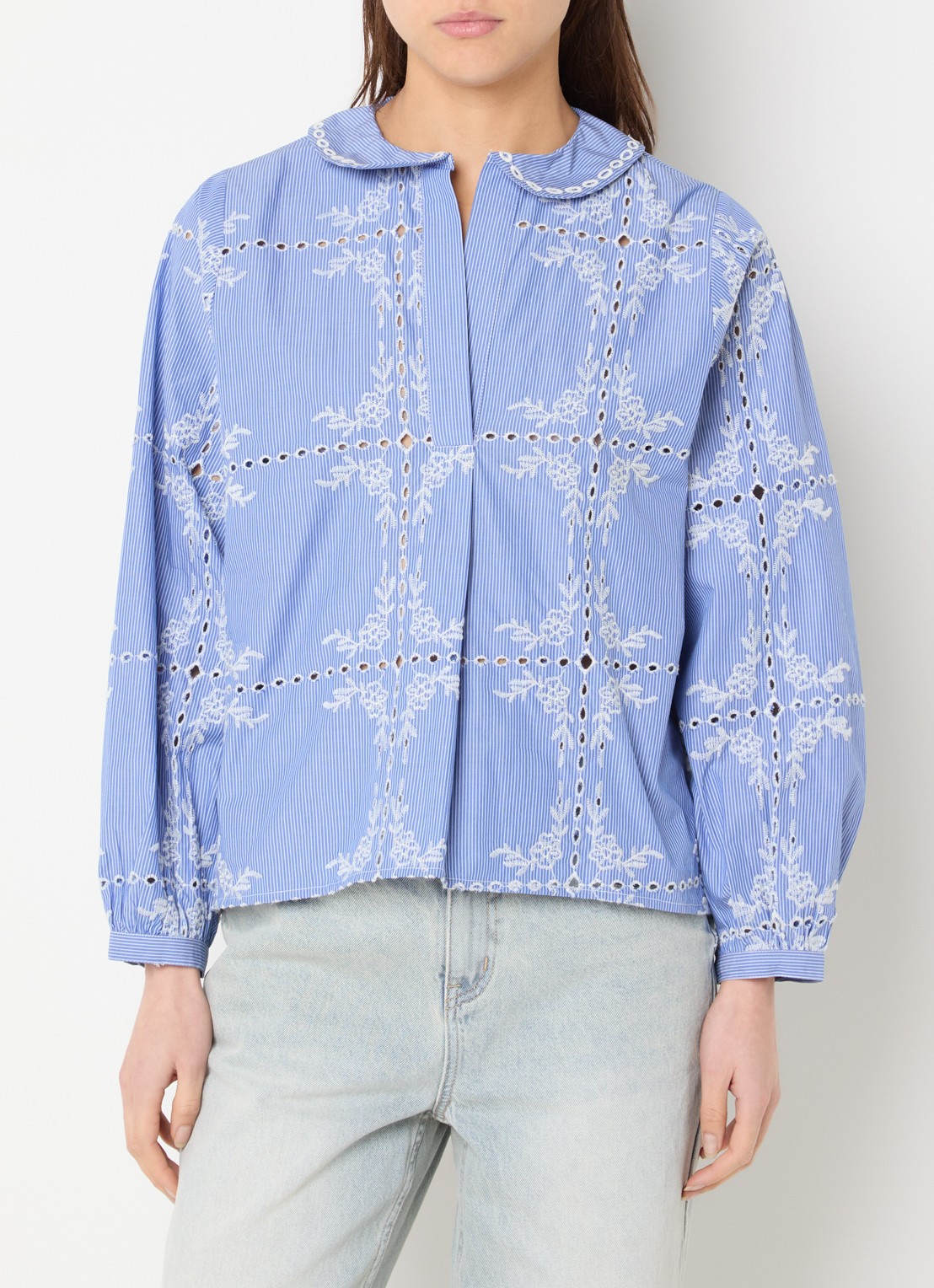 French Connection Grayson tuniek met broderie - detail 2 blauw