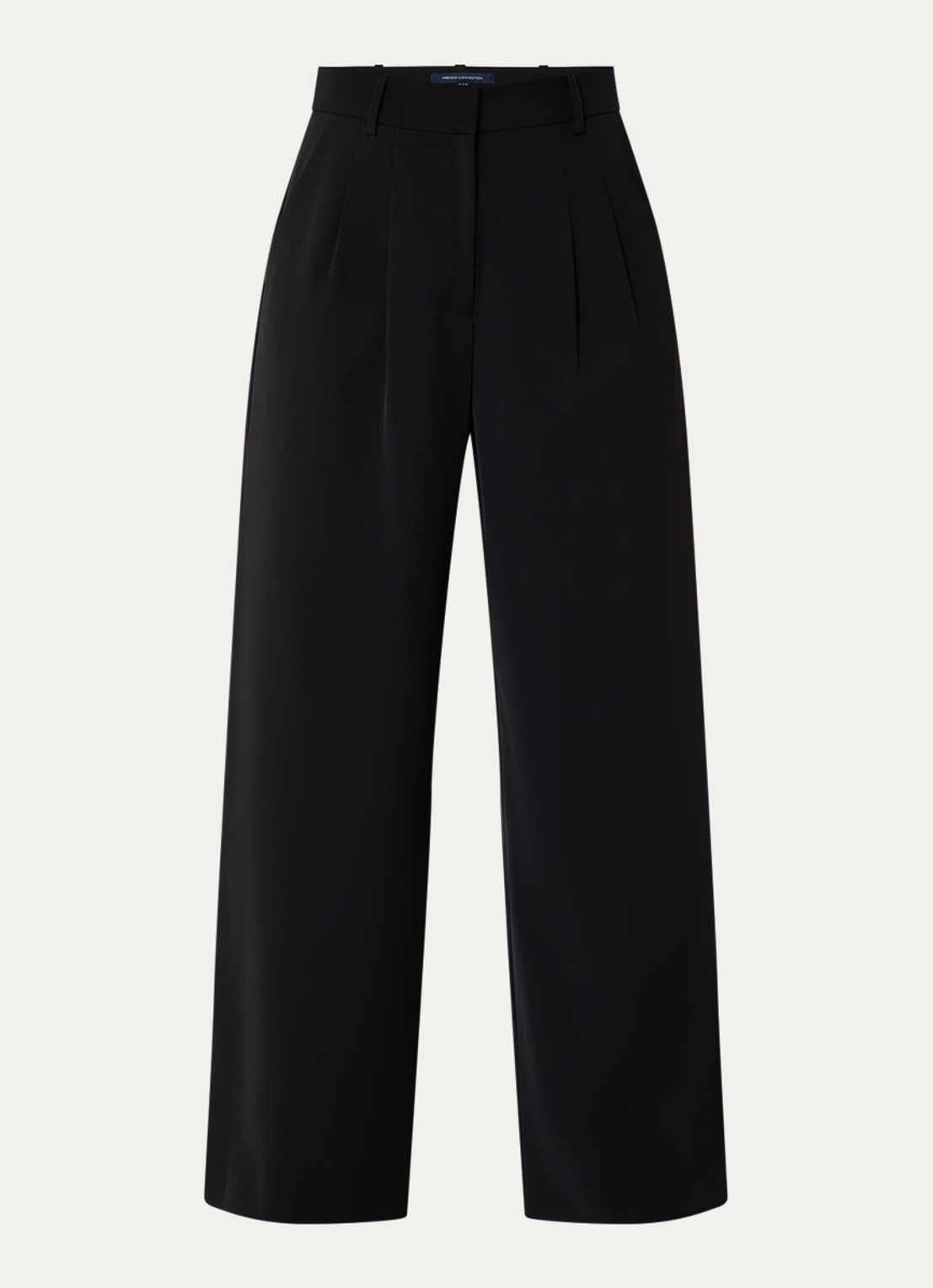 French Connection Harrie high waist wide fit pantalon met plooidetail - voorkant 2 zwart