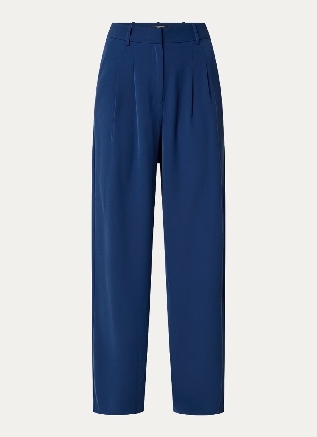 French Connection Harrie high waist wide fit pantalon met plooidetail - voorkant 3 donkerblauw