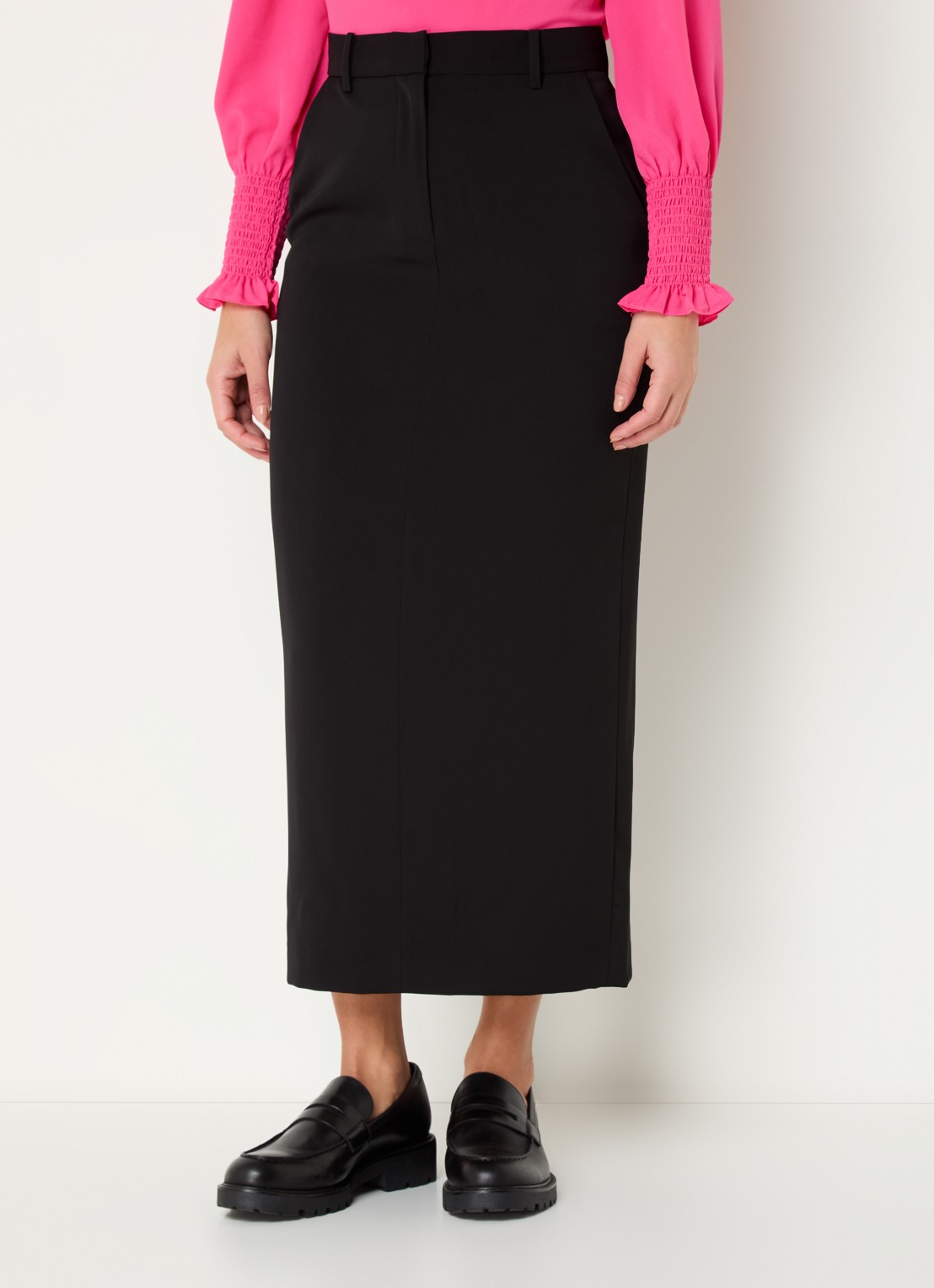 French Connection Harrie maxi rok met steekzakken en split - detail 4 zwart