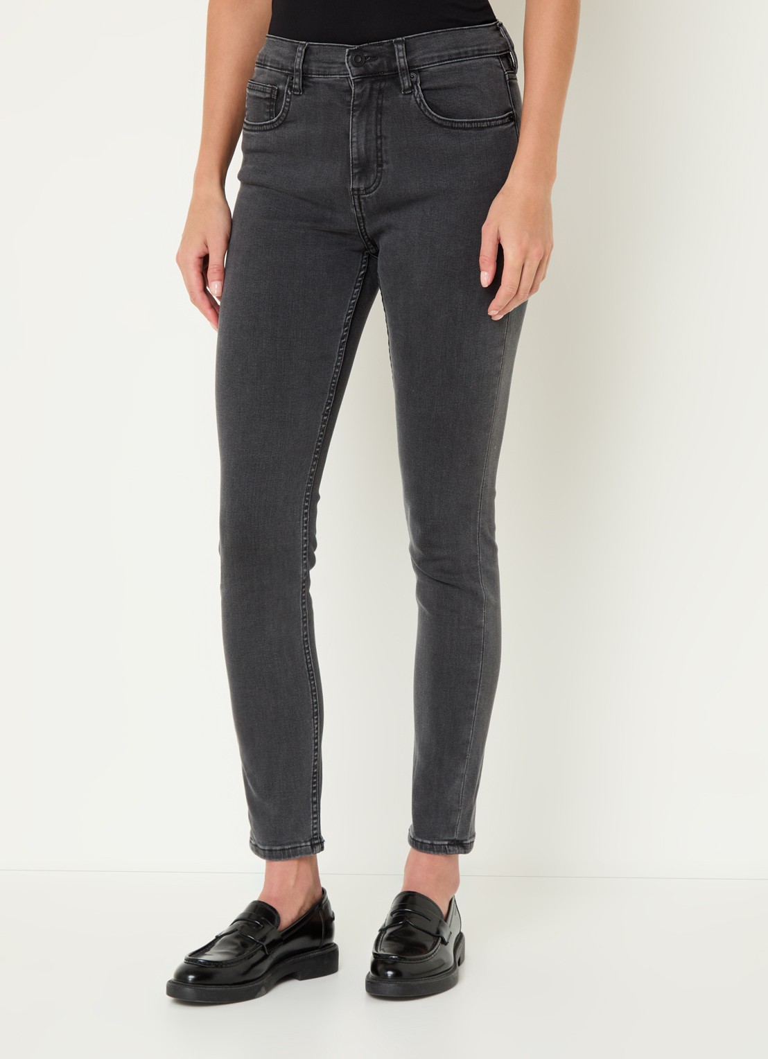 French Connection High waist skinny jeans met stretch - detail 2 antraciet