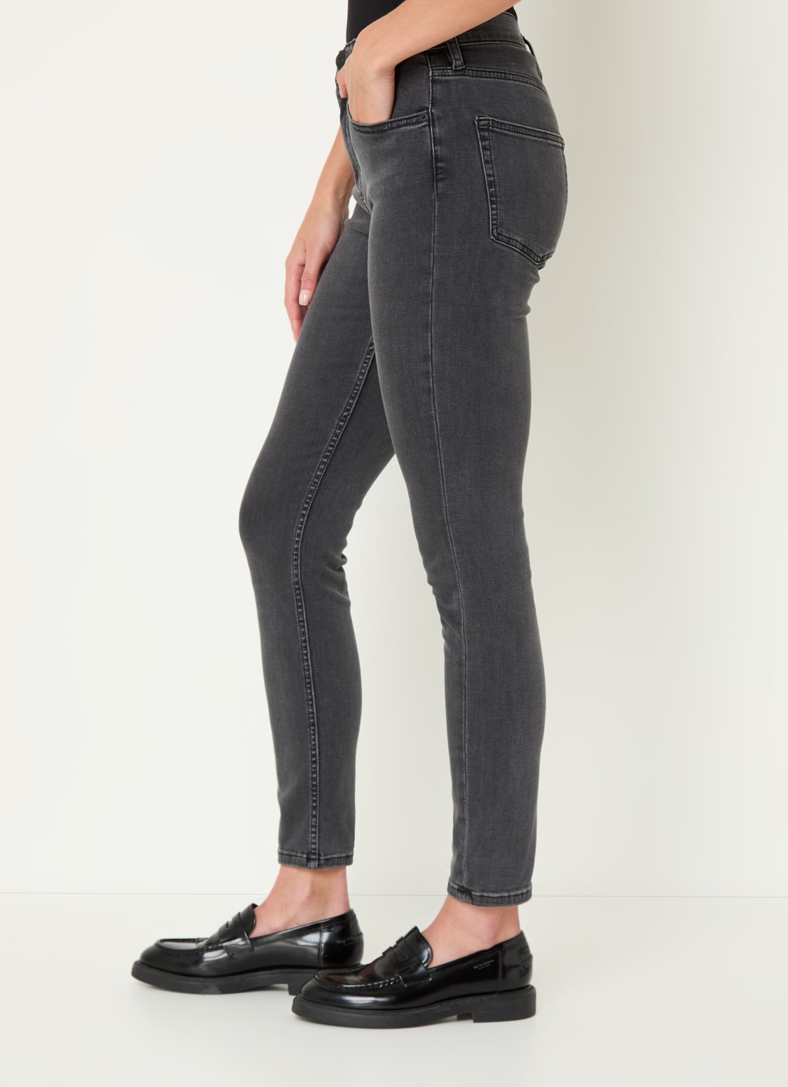 French Connection High waist skinny jeans met stretch - detail 3 antraciet