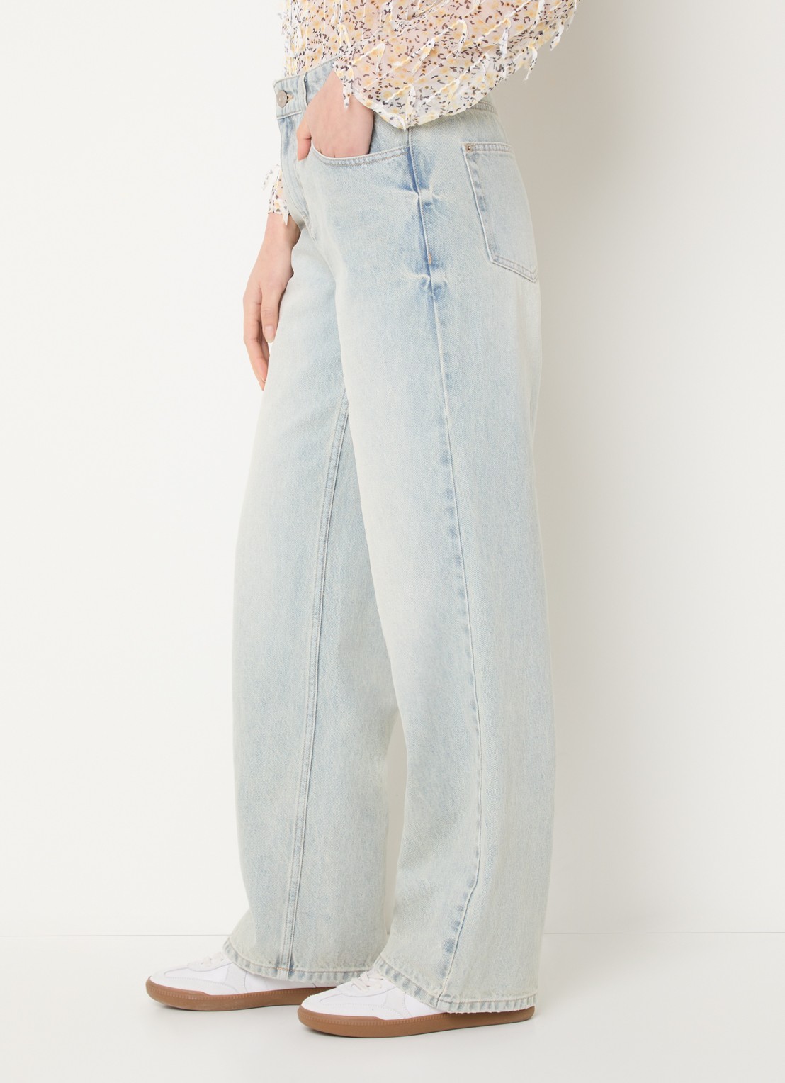 French Connection High waist wide leg jeans met lichte wassing - detail 5 indigo