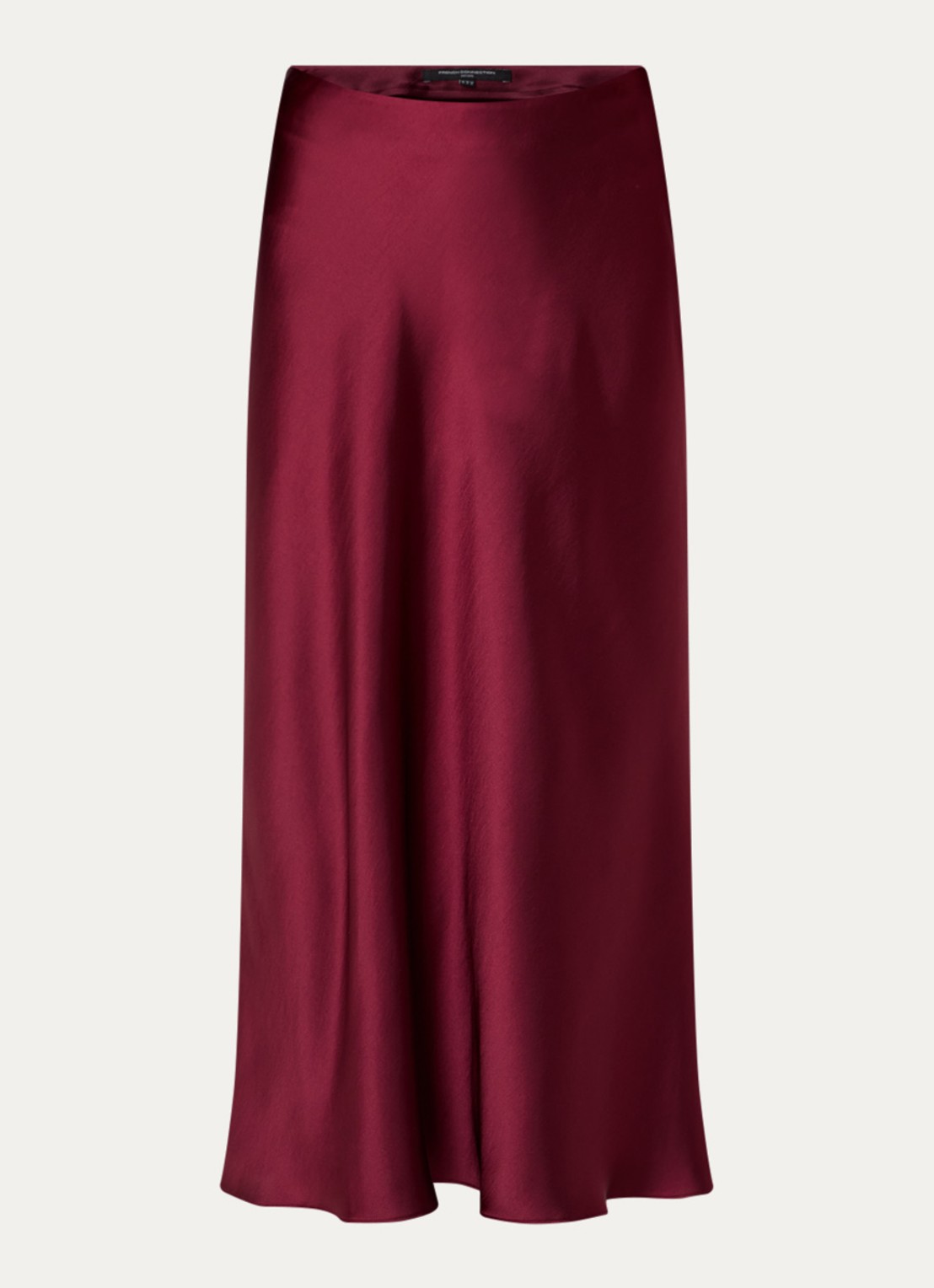 French Connection Irina midi rok van satijn - voorkant bordeauxrood