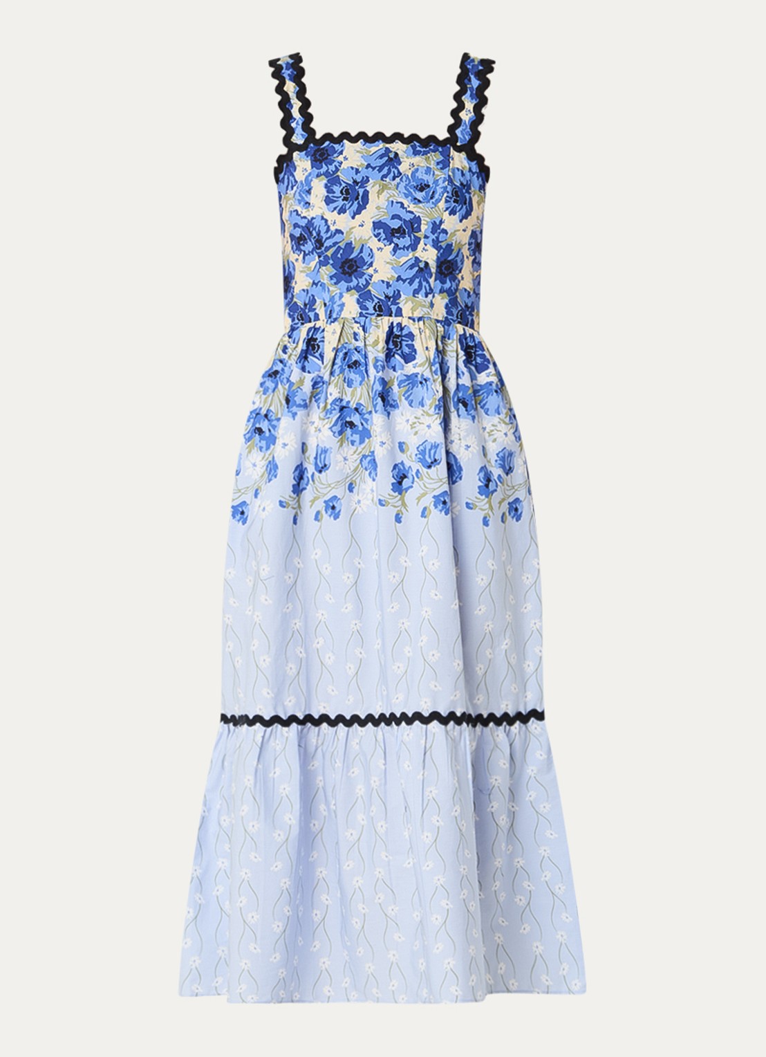 French Connection Ivy Cambria midi jurk met bloemenprint - voorkant 2 kobaltblauw
