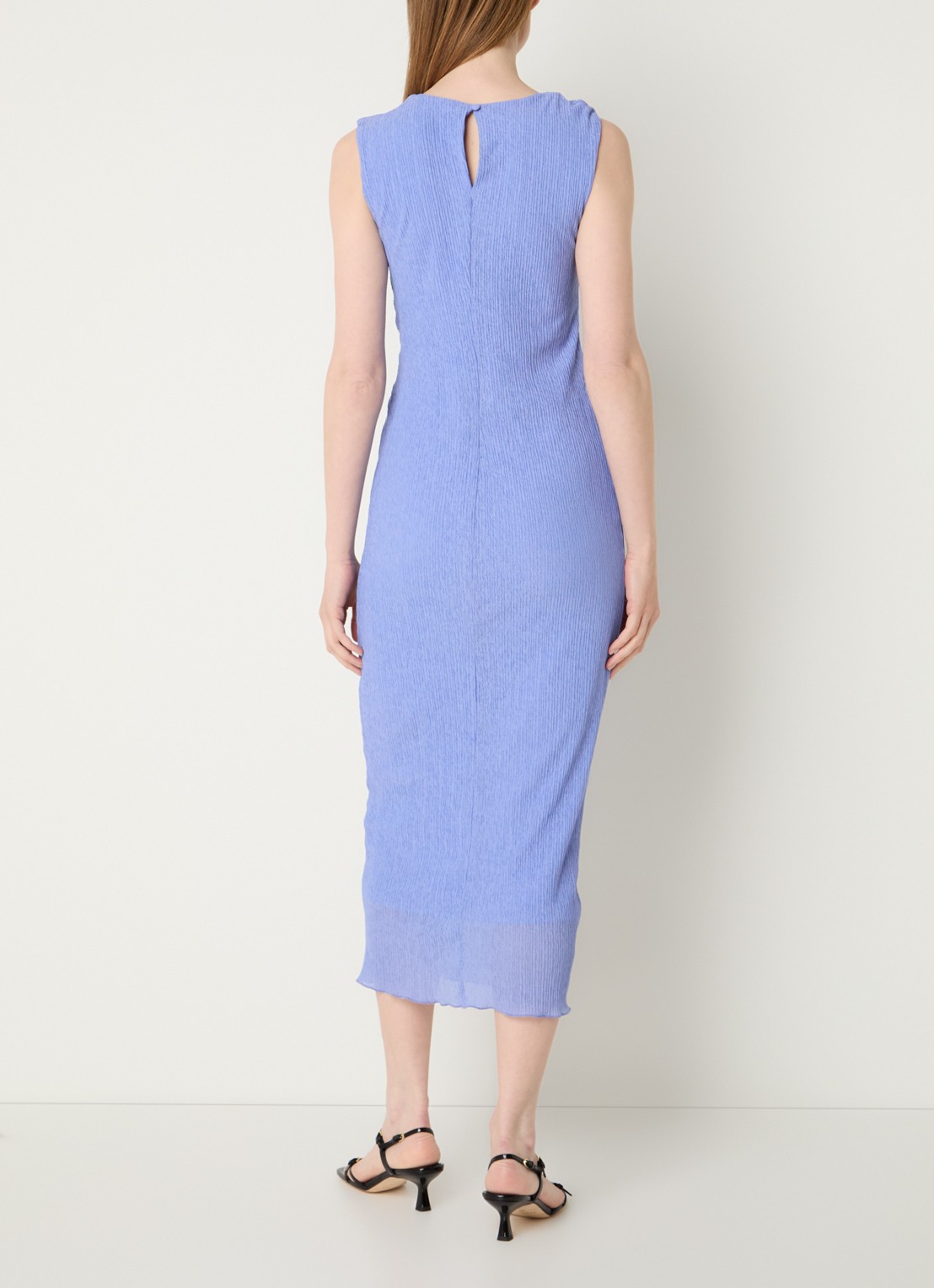 French Connection Ivy Cambria midi jurk met plissé - achterkant lavendel