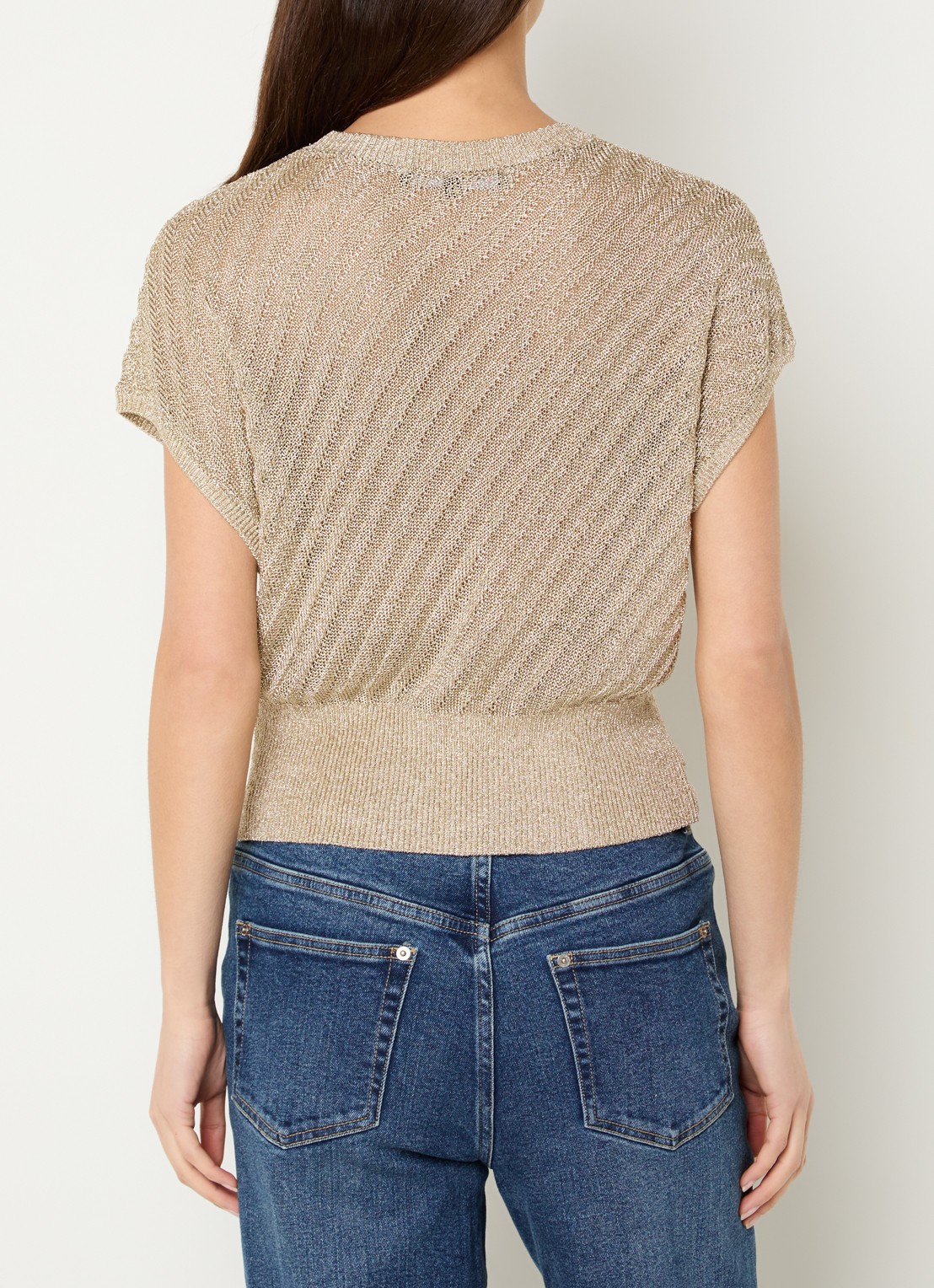 French Connection Jada grofgebreide top met lurex - achterkant 4 goud